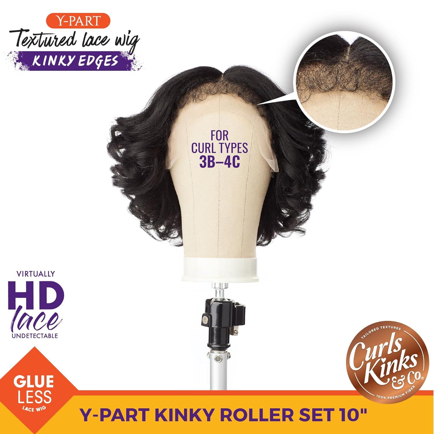 imageSensationnel Curls Kinksandco Kinkyedges Wig Kinky Roller Set 10 Inch Y Part Lace Natural Kinkytexture Edged Hairline for Natural 3C to 4C Hair Textures 1 JETBLACKM44