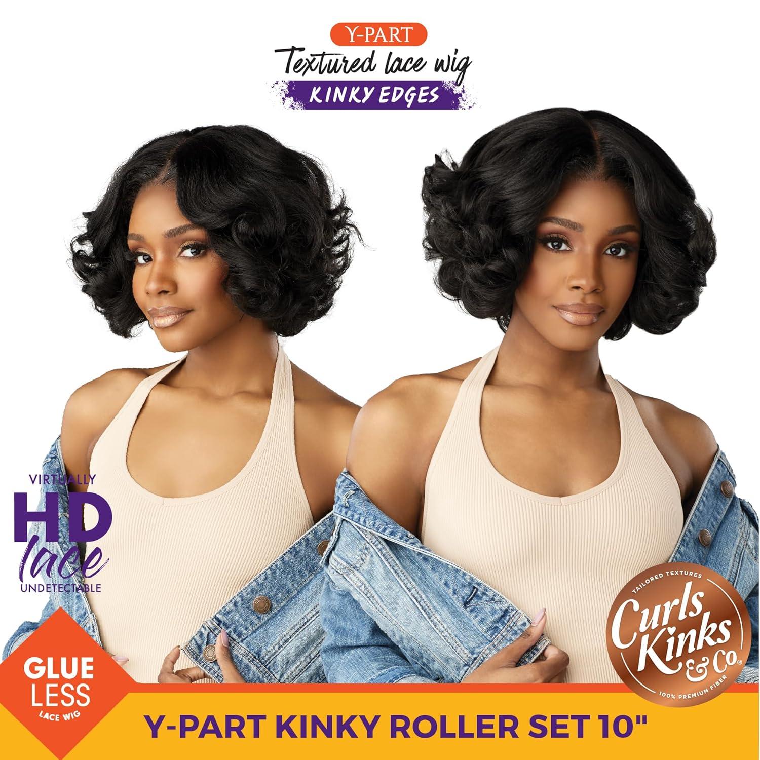 imageSensationnel Curls Kinksandco Kinkyedges Wig Kinky Roller Set 10 Inch Y Part Lace Natural Kinkytexture Edged Hairline for Natural 3C to 4C Hair Textures 1 JETBLACKM44