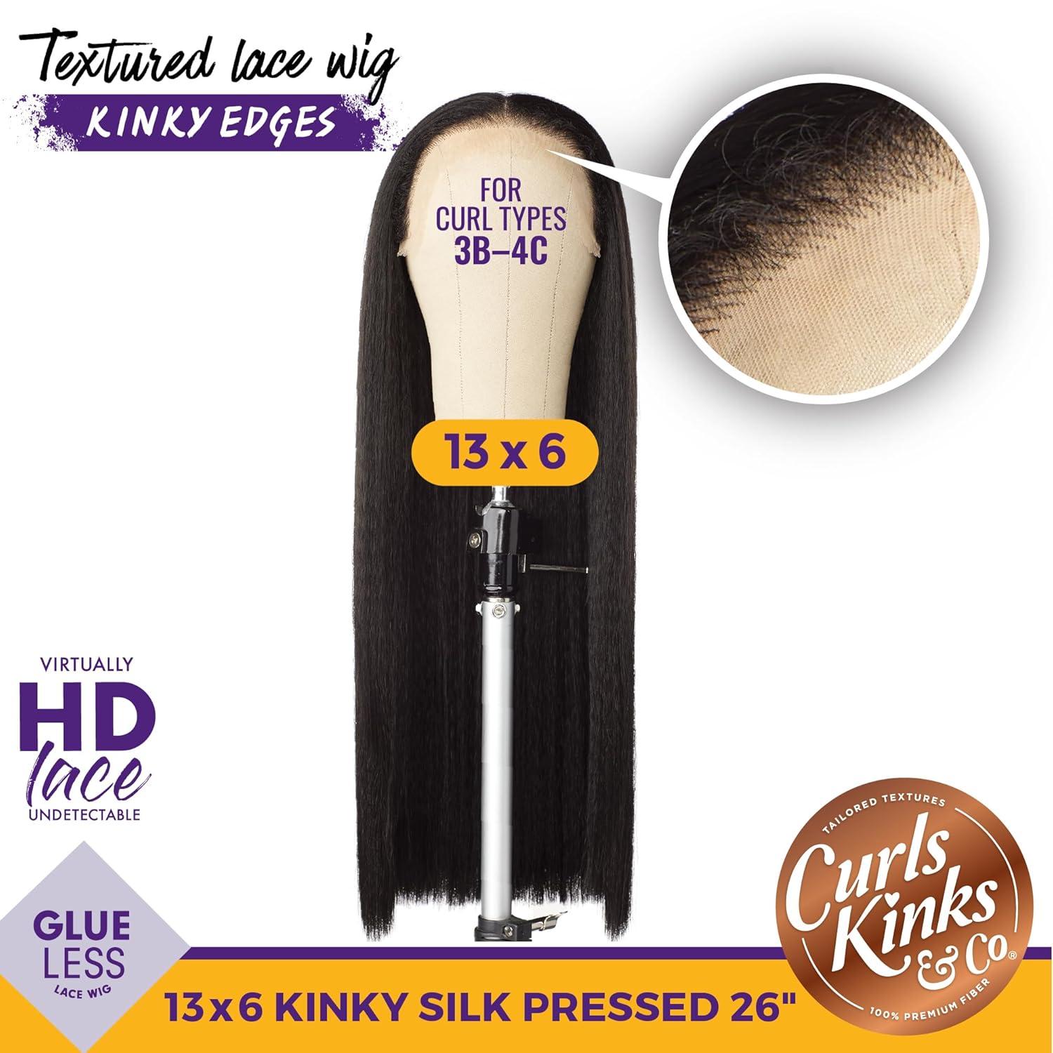 imageSensationnel Curls Kinksandco Kinkyedges Wig Kinky Silk Pressed 26 Inch 13X6 Lace Frontal Natural Kinkytexture Edged Hairline for Natural 3C to 4C Hair Textures 1 JETBLACKBALAYAGEMOCHA