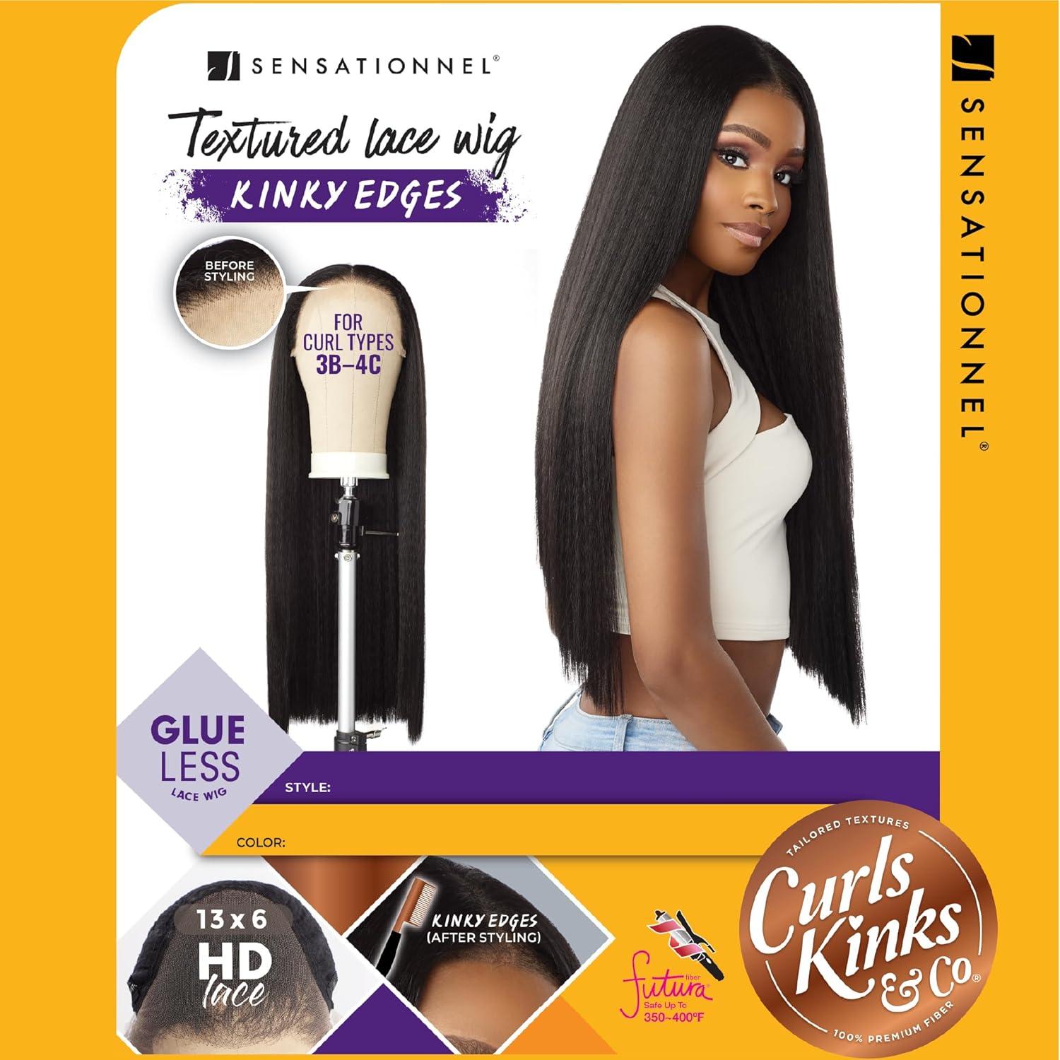 imageSensationnel Curls Kinksandco Kinkyedges Wig Kinky Silk Pressed 26 Inch 13X6 Lace Frontal Natural Kinkytexture Edged Hairline for Natural 3C to 4C Hair Textures 1 JETBLACKBALAYAGEMOCHA