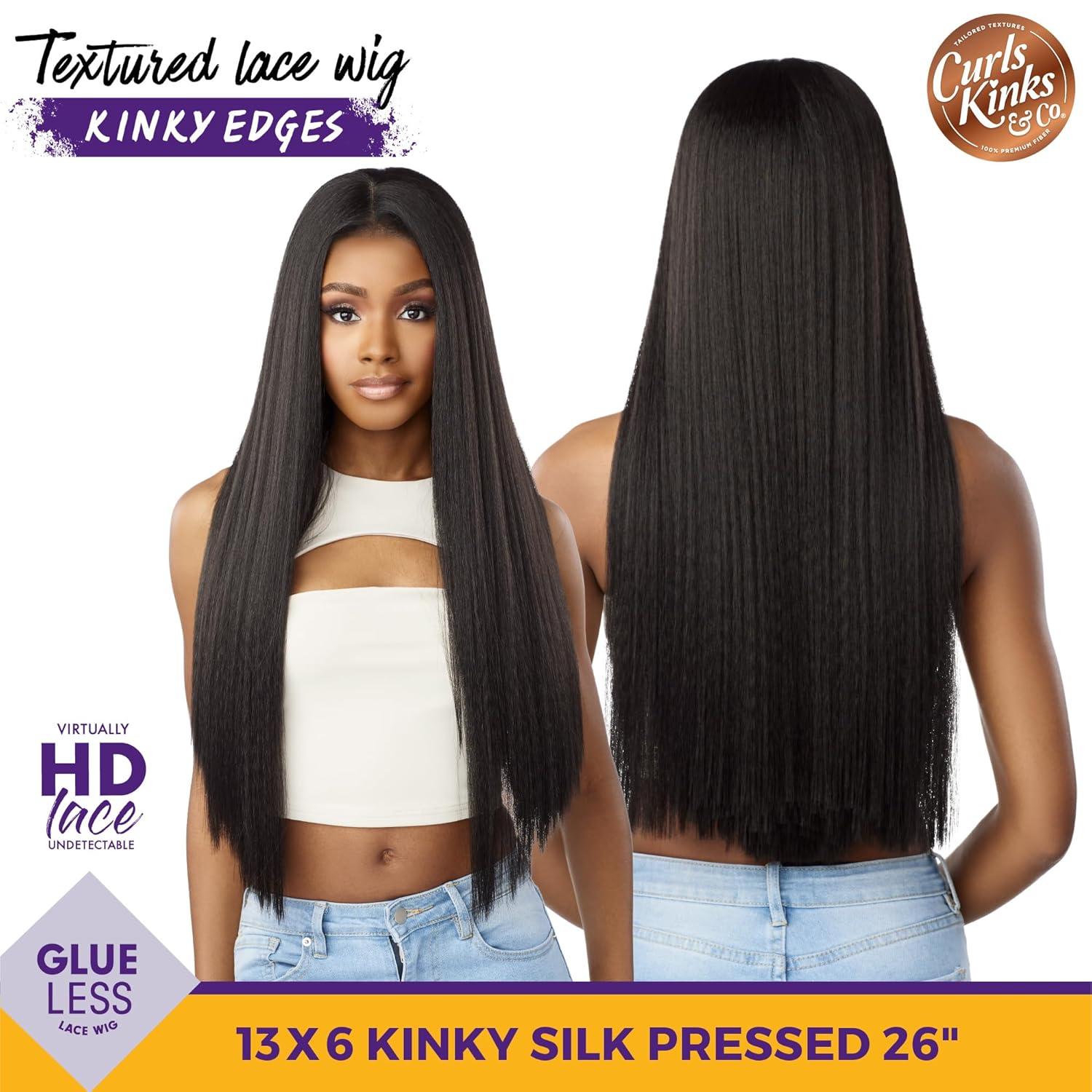 imageSensationnel Curls Kinksandco Kinkyedges Wig Kinky Silk Pressed 26 Inch 13X6 Lace Frontal Natural Kinkytexture Edged Hairline for Natural 3C to 4C Hair Textures 1 JETBLACKBALAYAGEGOLD