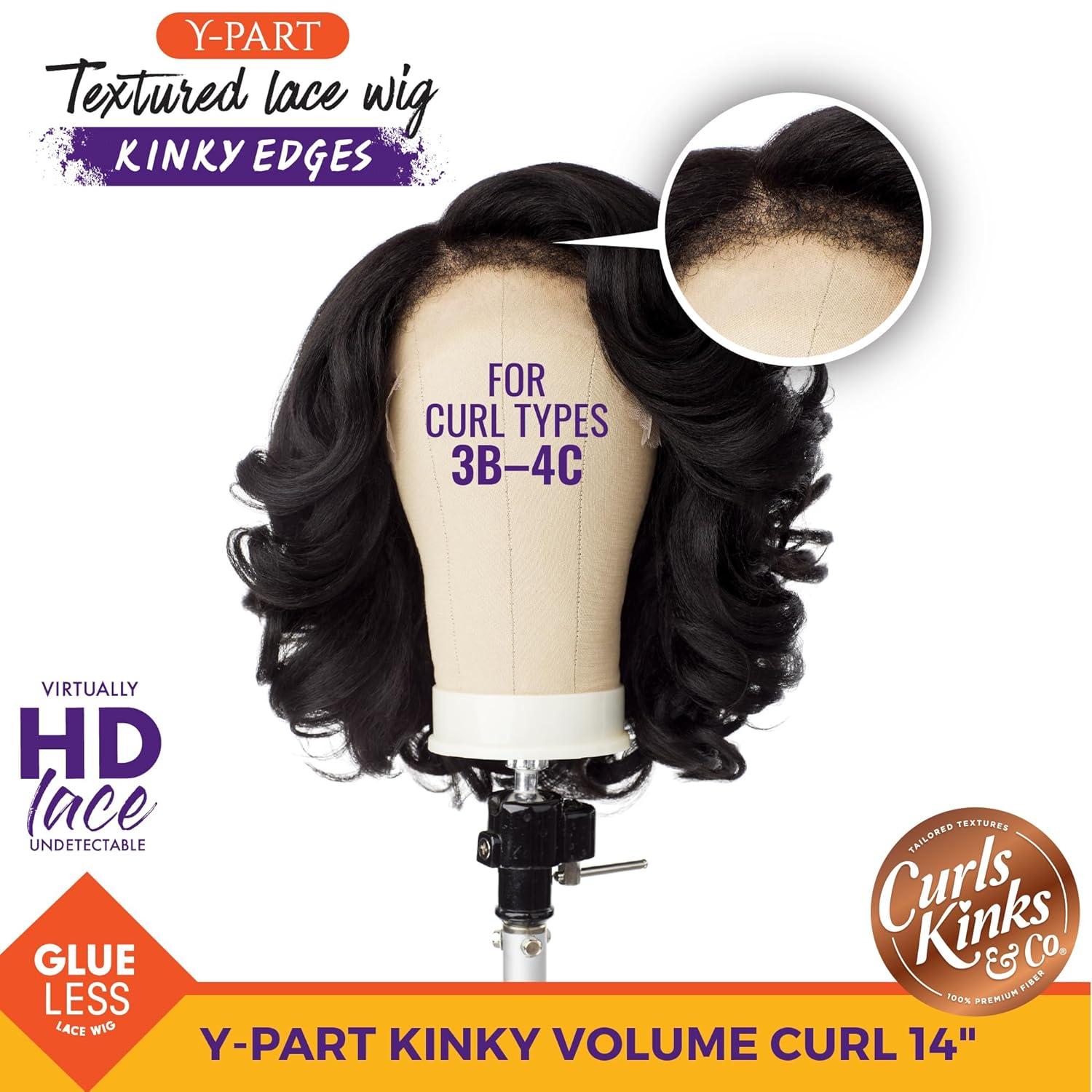 imageSensationnel Curls Kinksandco Kinkyedges Wig Kinky Volume Curl 14 Inch Y Part Lace Natural Kinkytexture Edged Hairline for Natural 3C to 4C Hair Textures 1 JETBLACKICYBLONDE