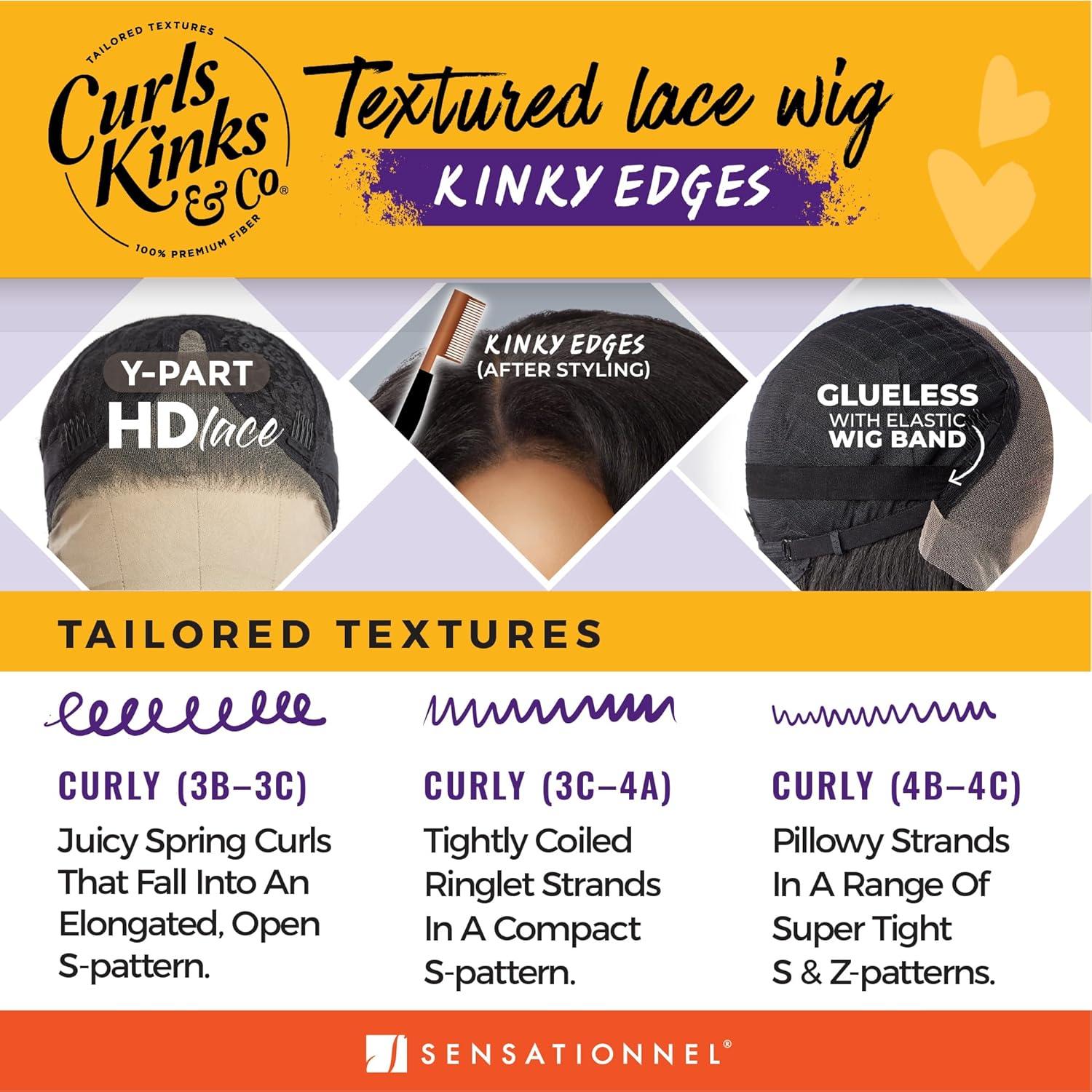 imageSensationnel Curls Kinksandco Kinkyedges Wig Kinky Volume Curl 14 Inch Y Part Lace Natural Kinkytexture Edged Hairline for Natural 3C to 4C Hair Textures 1 JETBLACK1 JETBLACK