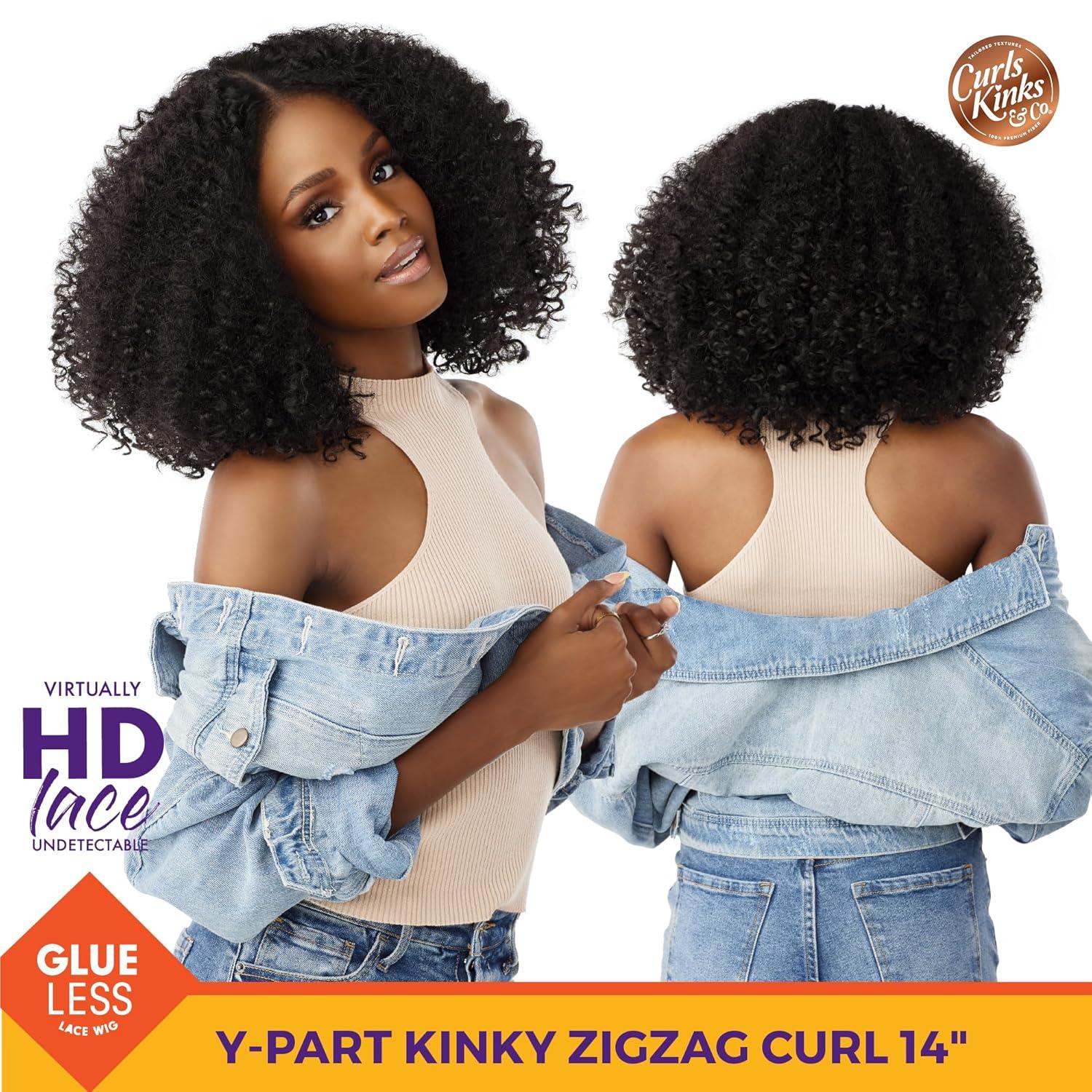 imageSensationnel Curls Kinksandco Kinkyedges Wig Kinky Zigzag Curl 14 Inch Y Part Lace Natural Kinkytexture Edged Hairline for Natural 3C to 4C Hair Textures 1 JETBLACK2 DARKBROWN