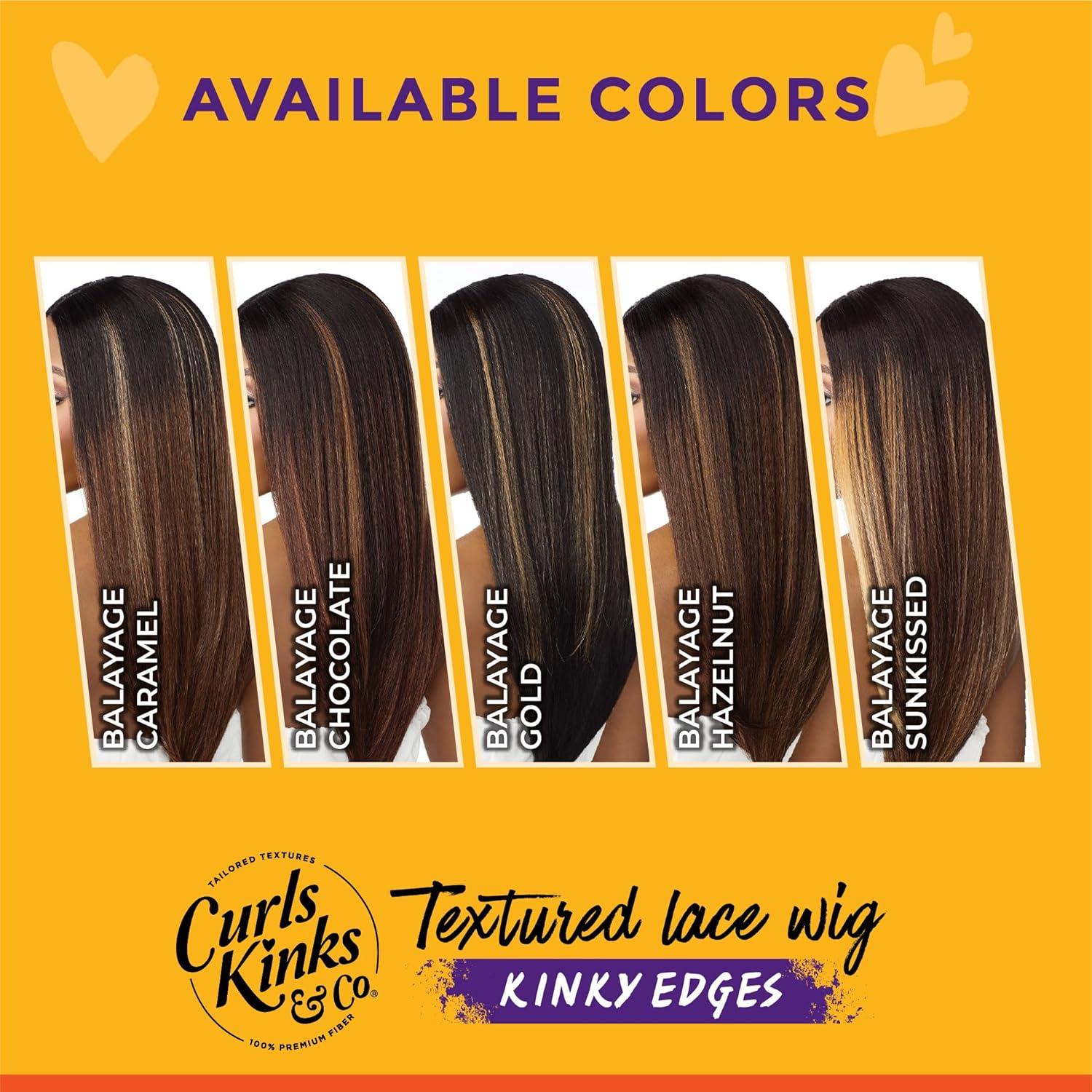 imageSensationnel Curls Kinksandco Kinkyedges Wig Kinky Zigzag Curl 14 Inch Y Part Lace Natural Kinkytexture Edged Hairline for Natural 3C to 4C Hair Textures 1 JETBLACKBALAYAGECARAMEL