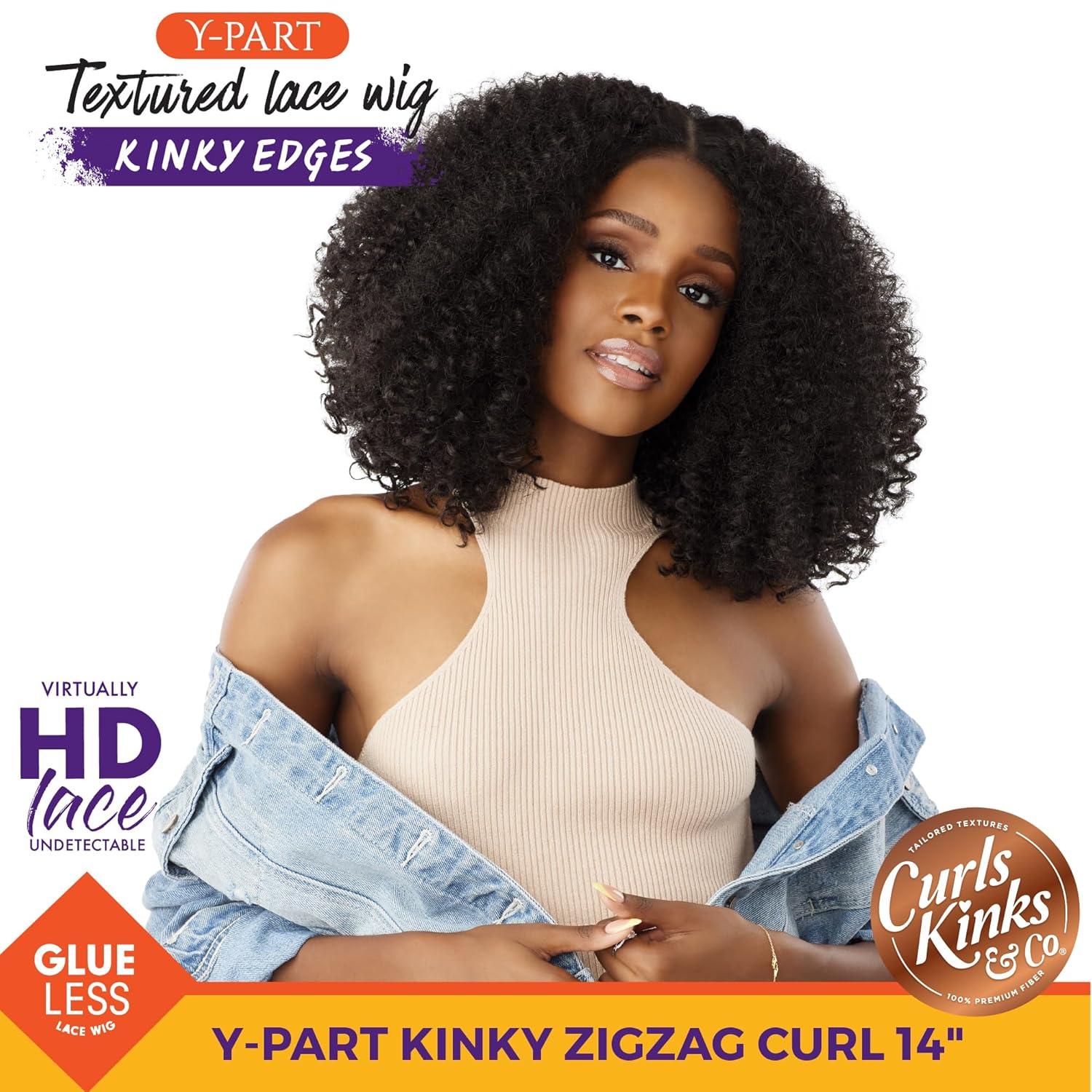 imageSensationnel Curls Kinksandco Kinkyedges Wig Kinky Zigzag Curl 14 Inch Y Part Lace Natural Kinkytexture Edged Hairline for Natural 3C to 4C Hair Textures 1 JETBLACKBALAYAGESUNKISSED