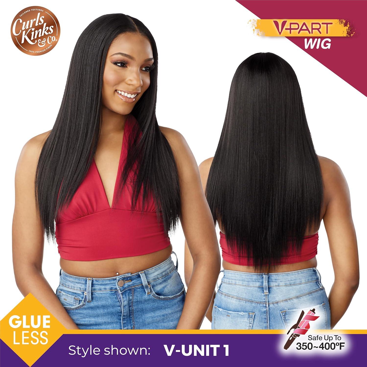imageSensationnel Curls Kinksandco Vpart Wig Unit 1 Narrow Part Glueless Natural Kinkytexture Edged Hairline for Natural 3C to 4C Hair Textures 1 JETBLACK1B OFFBLACK