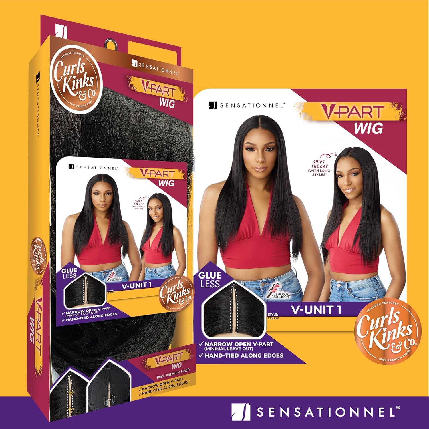 imageSensationnel Curls Kinksandco Vpart Wig Unit 1 Narrow Part Glueless Natural Kinkytexture Edged Hairline for Natural 3C to 4C Hair Textures 1 JETBLACK1B OFFBLACK