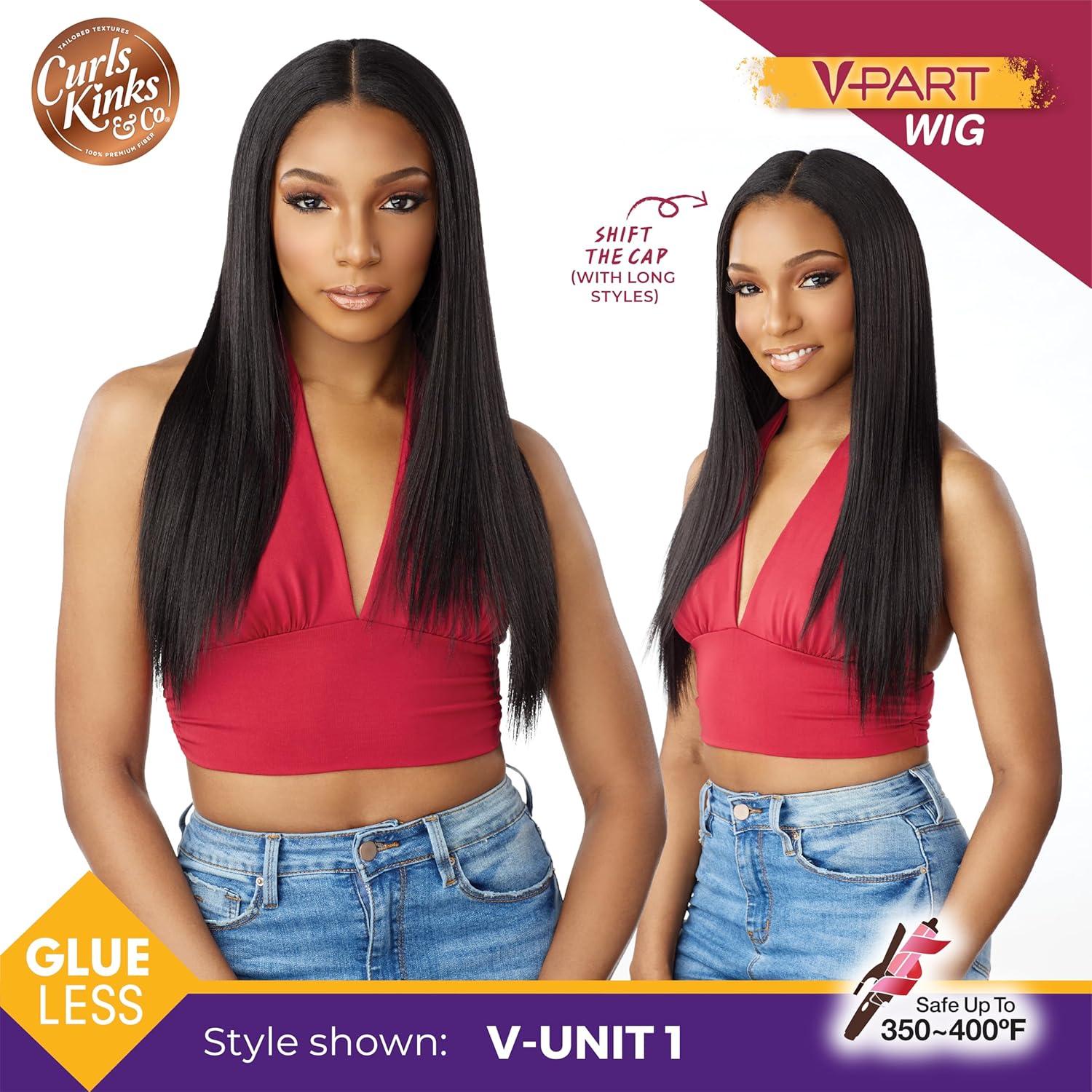 imageSensationnel Curls Kinksandco Vpart Wig Unit 1 Narrow Part Glueless Natural Kinkytexture Edged Hairline for Natural 3C to 4C Hair Textures 1 JETBLACK1 JETBLACK