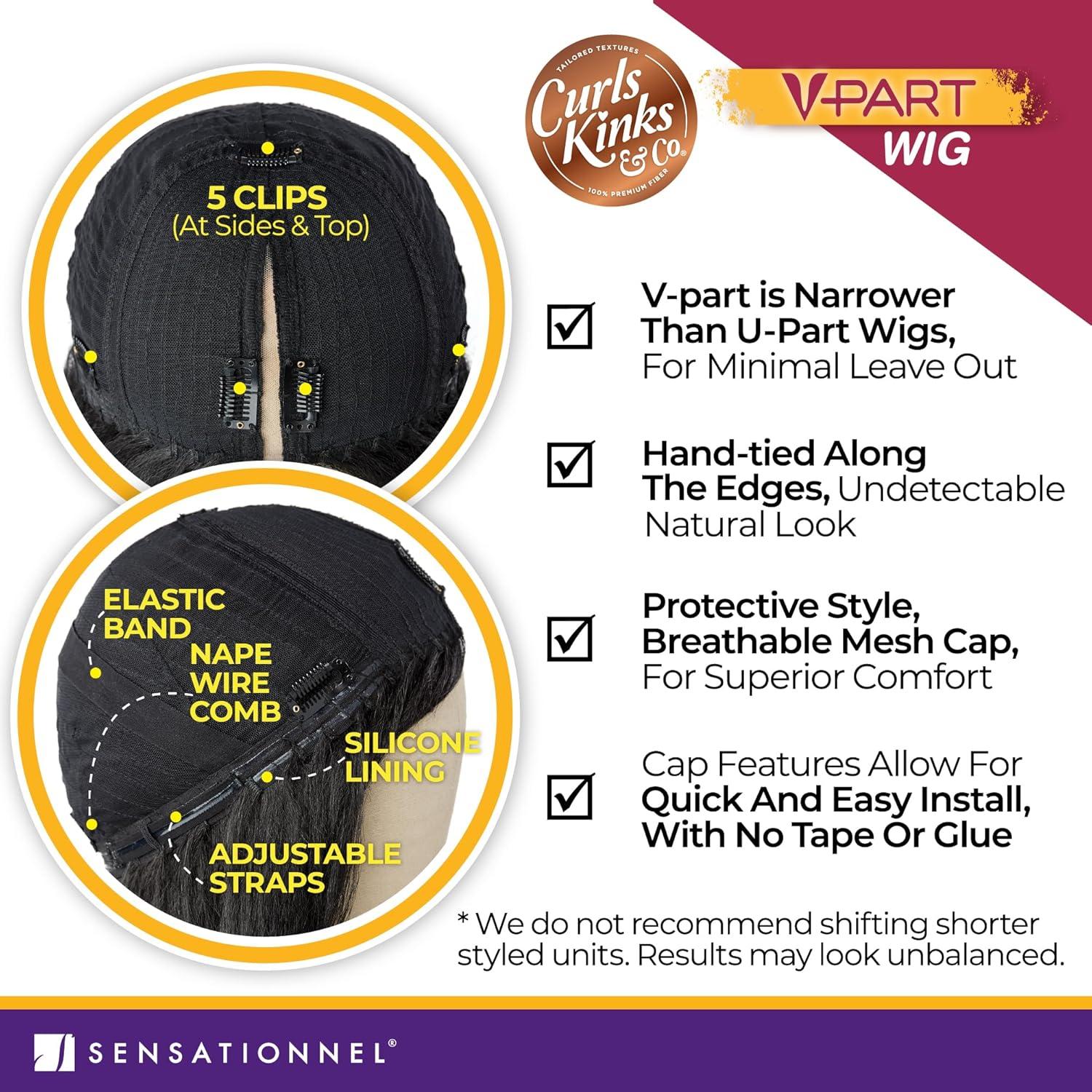 imageSensationnel Curls Kinksandco Vpart Wig Unit 2 Narrow Part Glueless Natural Kinkytexture Edged Hairline for Natural 3C to 4C Hair Textures 1 JETBLACKTH1BCOPPER