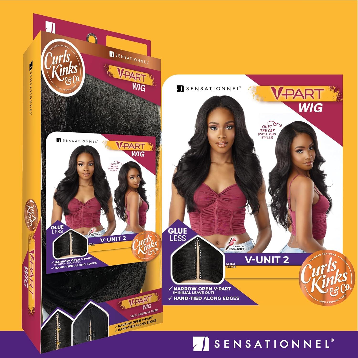 imageSensationnel Curls Kinksandco Vpart Wig Unit 2 Narrow Part Glueless Natural Kinkytexture Edged Hairline for Natural 3C to 4C Hair Textures 1 JETBLACKTH1BCOPPER