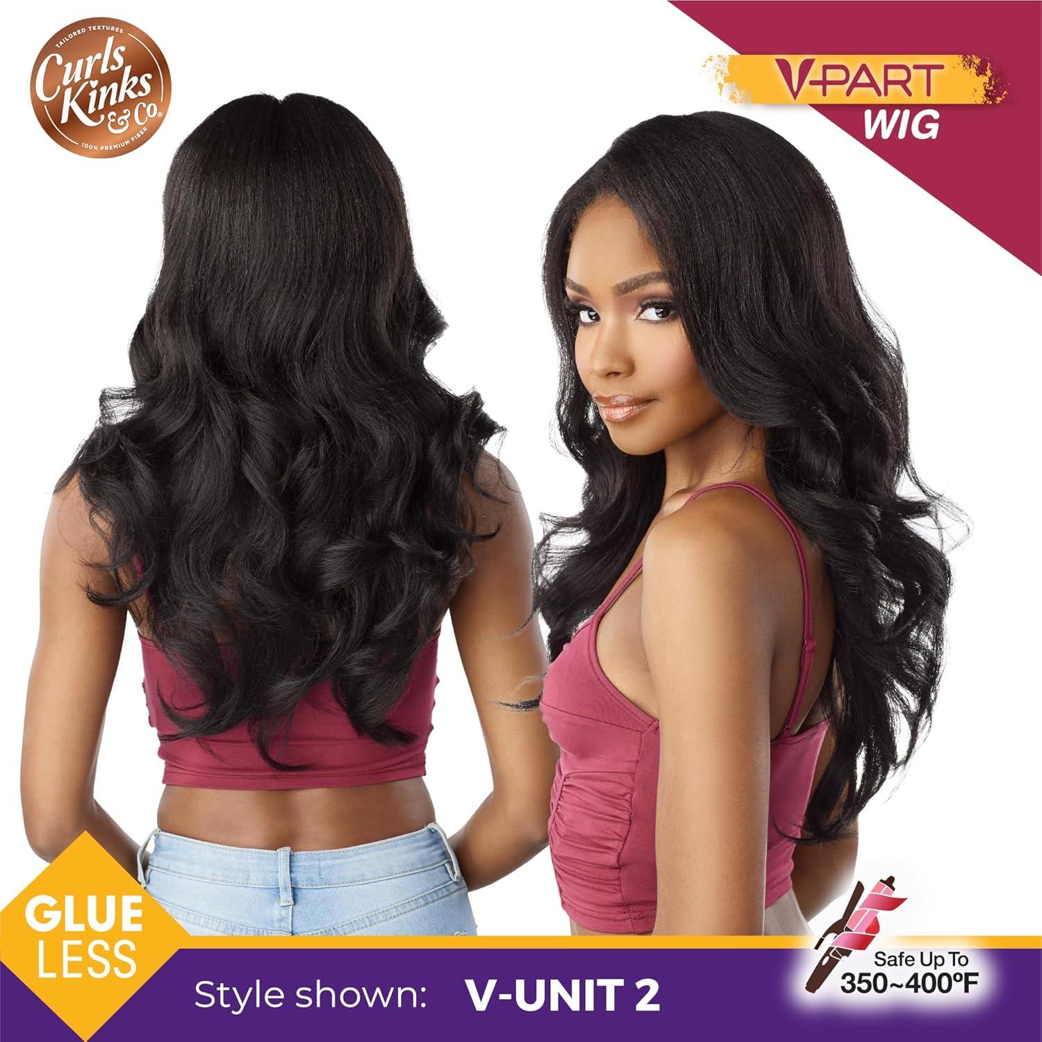 imageSensationnel Curls Kinksandco Vpart Wig Unit 2 Narrow Part Glueless Natural Kinkytexture Edged Hairline for Natural 3C to 4C Hair Textures 1 JETBLACK1 JETBLACK