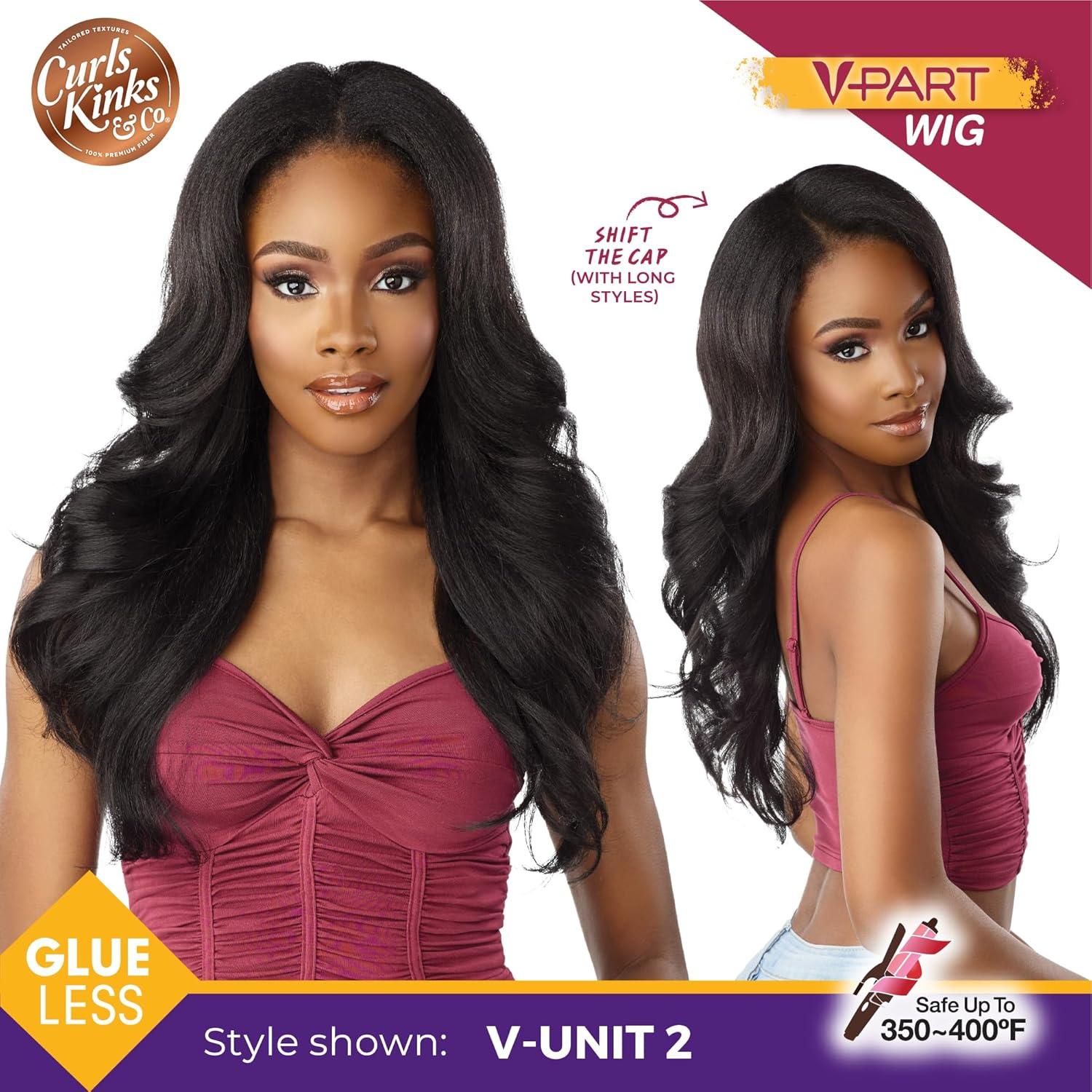 imageSensationnel Curls Kinksandco Vpart Wig Unit 2 Narrow Part Glueless Natural Kinkytexture Edged Hairline for Natural 3C to 4C Hair Textures 1 JETBLACKTH1BCOPPER