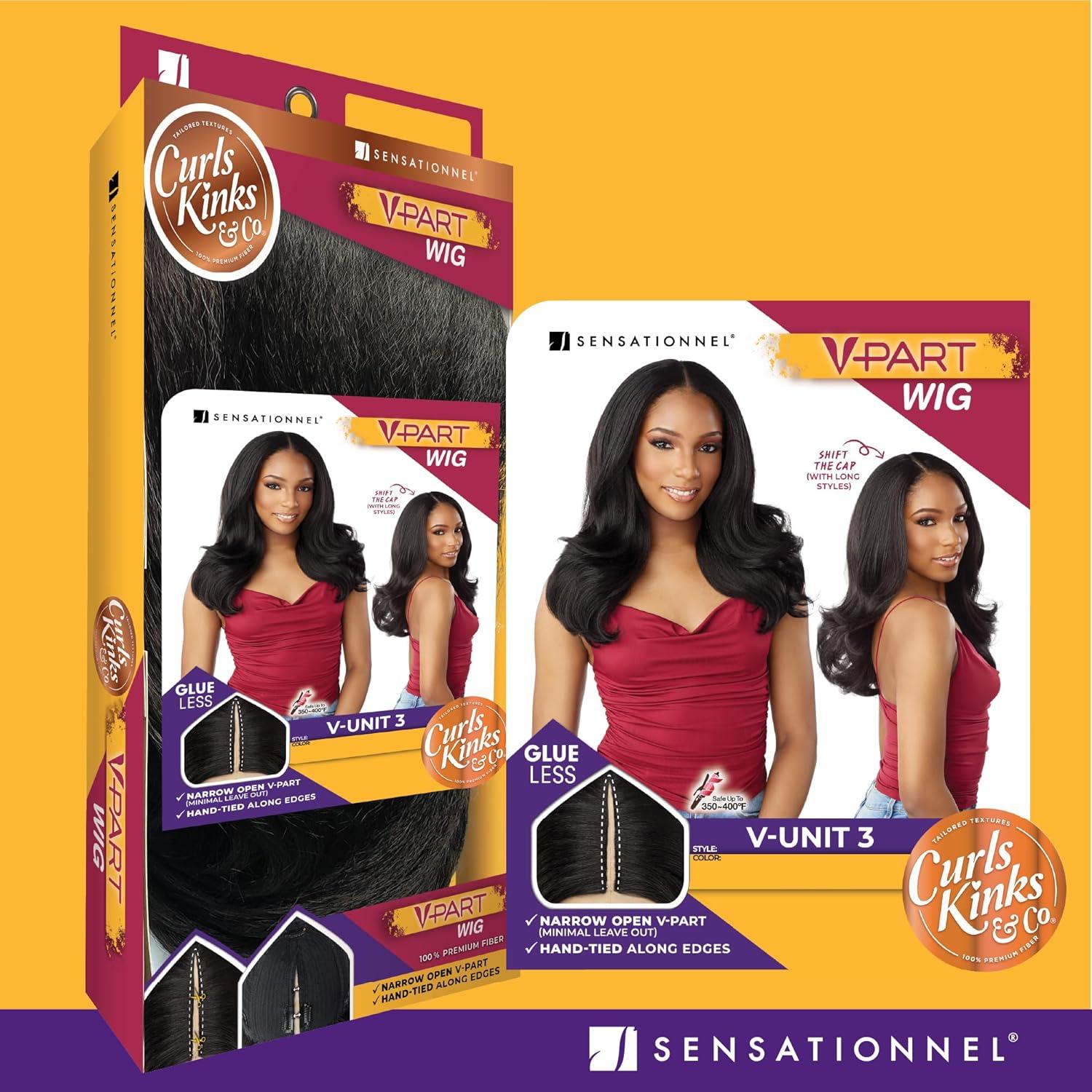 imageSensationnel Curls Kinksandco Vpart Wig Unit 3 Narrow Part Glueless Natural Kinkytexture Edged Hairline for Natural 3C to 4C Hair Textures 1 JETBLACK2 DARKBROWN