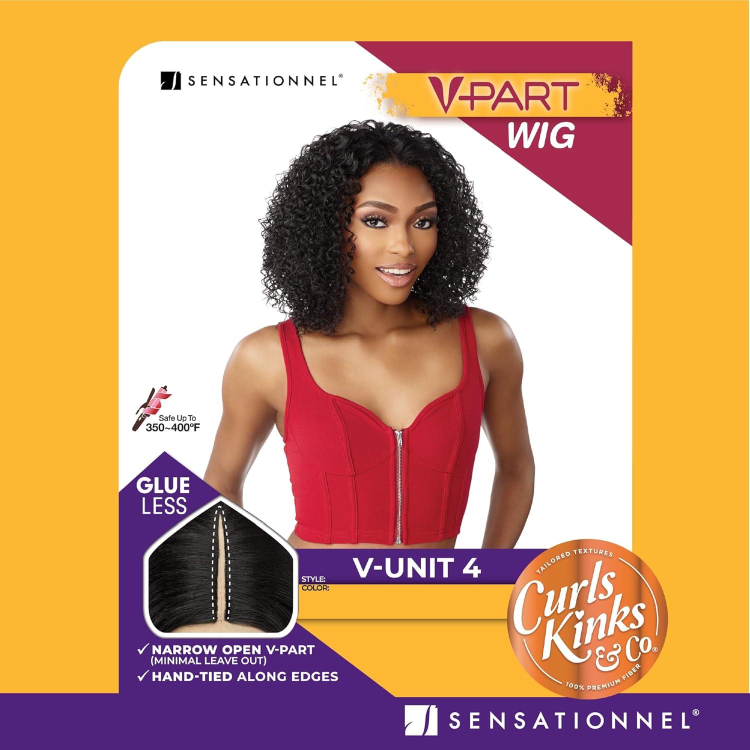 imageSensationnel Curls Kinksandco Vpart Wig Unit 4 Narrow Part Glueless Natural Kinkytexture Edged Hairline for Natural 3C to 4C Hair Textures 1 JETBLACK1B OFFBLACK