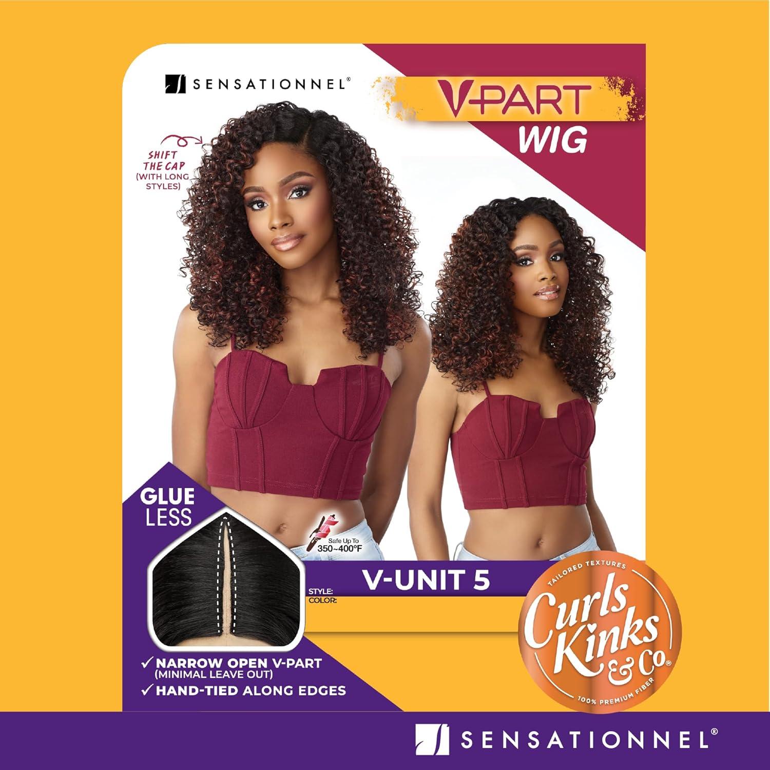 imageSensationnel Curls Kinksandco Vpart Wig Unit 5 Narrow Part Glueless Natural Kinkytexture Edged Hairline for Natural 3C to 4C Hair Textures 1 JETBLACK1 JETBLACK
