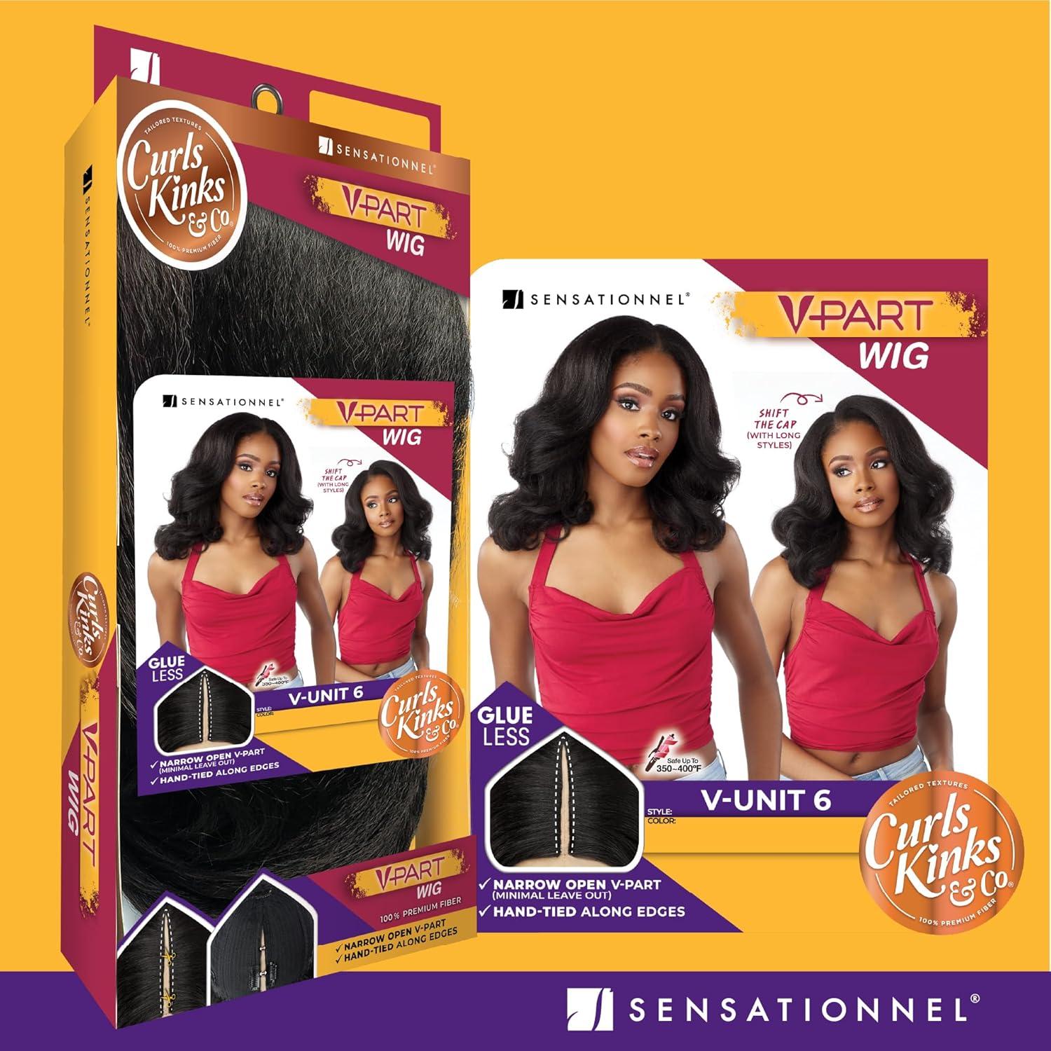 imageSensationnel Curls Kinksandco Vpart Wig Unit 6 Narrow Part Glueless Natural Kinkytexture Edged Hairline for Natural 3C to 4C Hair Textures 1 JETBLACK1 JETBLACK