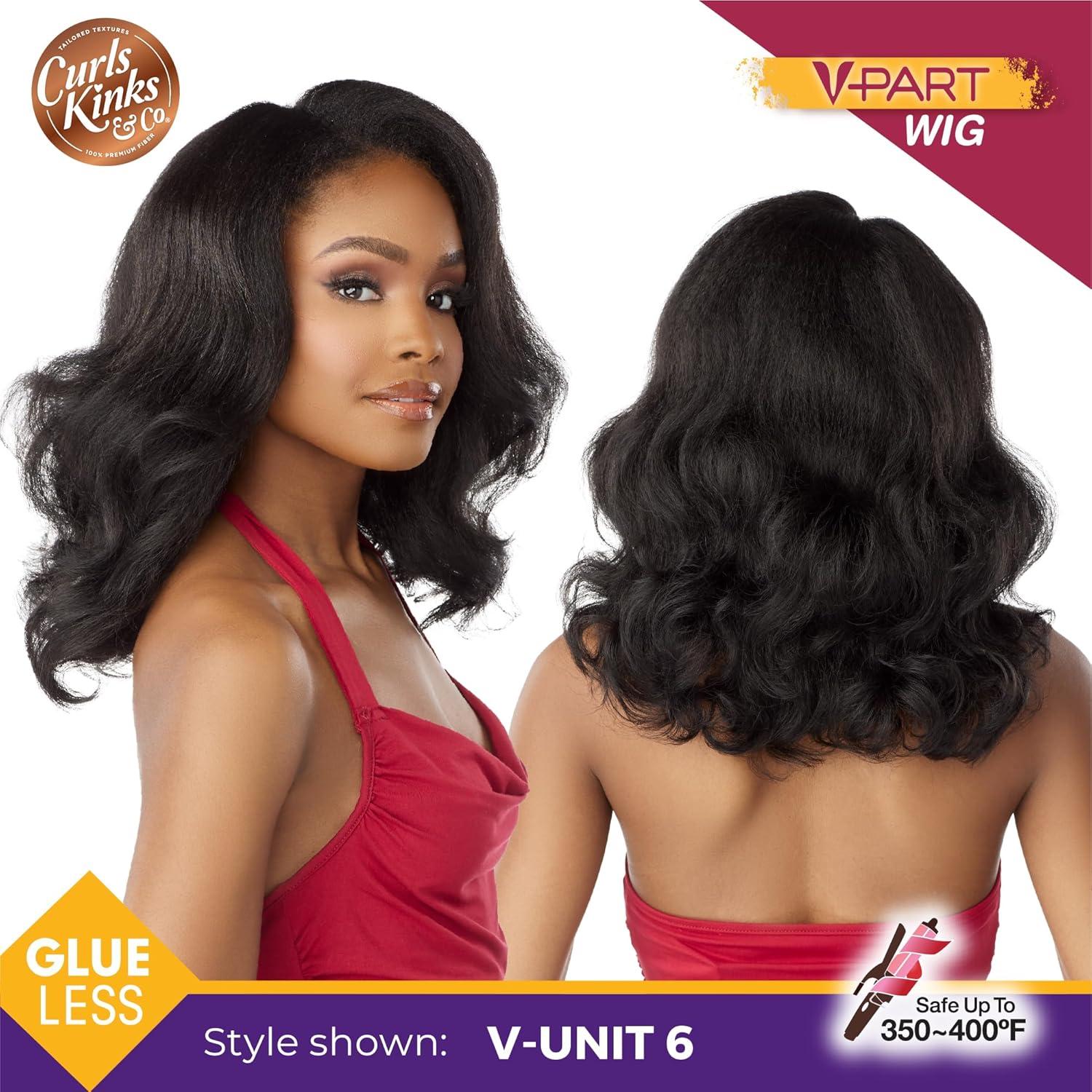 imageSensationnel Curls Kinksandco Vpart Wig Unit 6 Narrow Part Glueless Natural Kinkytexture Edged Hairline for Natural 3C to 4C Hair Textures 1 JETBLACK1 JETBLACK