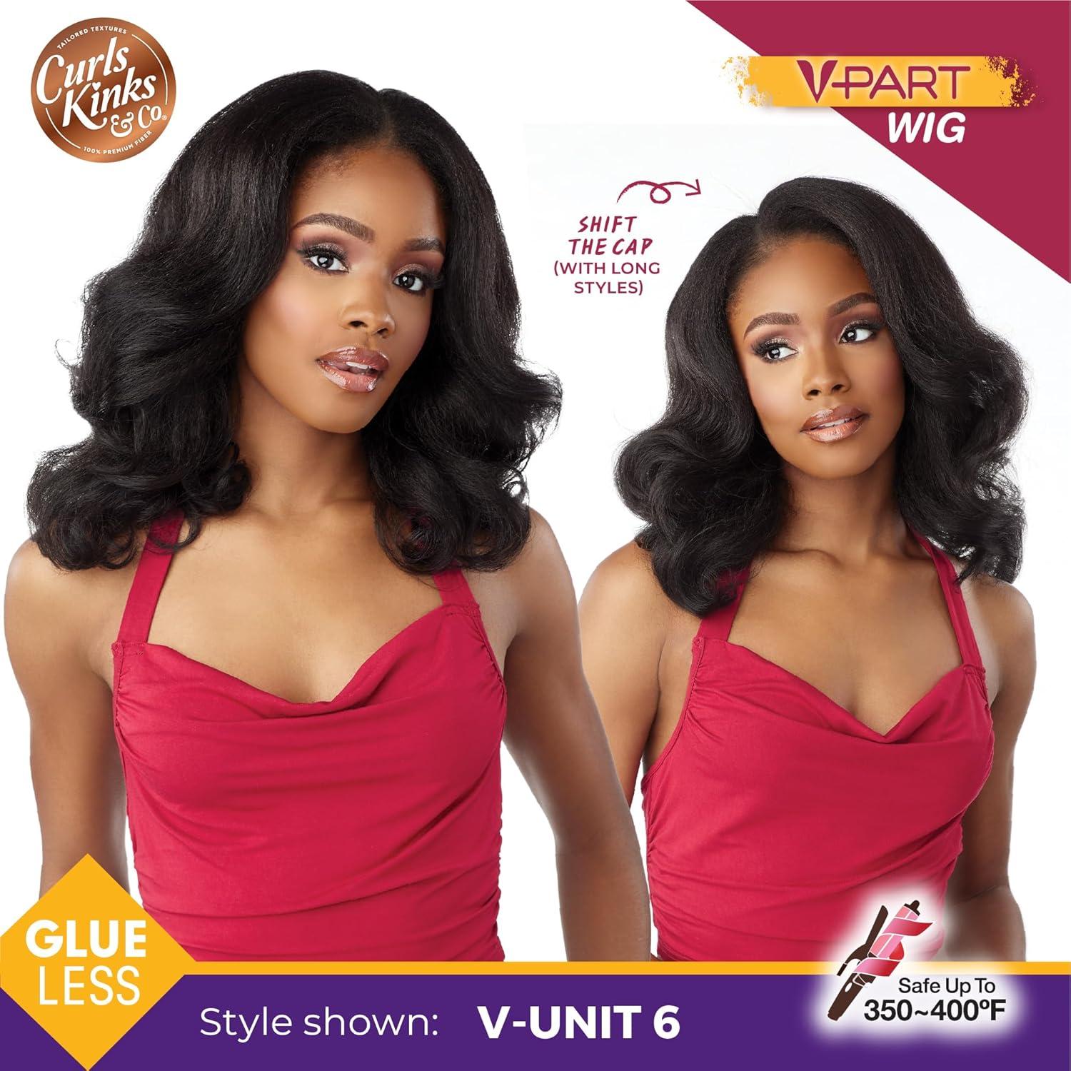 imageSensationnel Curls Kinksandco Vpart Wig Unit 6 Narrow Part Glueless Natural Kinkytexture Edged Hairline for Natural 3C to 4C Hair Textures 1 JETBLACK1 JETBLACK