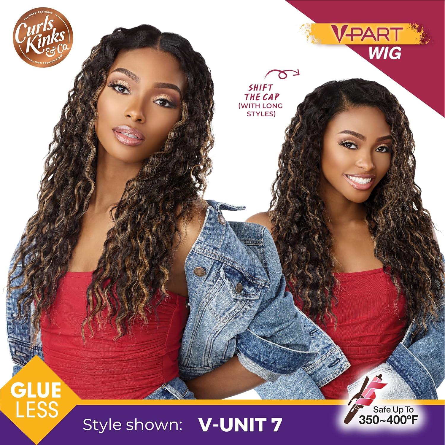 imageSensationnel Curls Kinksandco Vpart Wig Unit 7 Narrow Part Glueless Natural Kinkytexture Edged Hairline for Natural 3C to 4C Hair Textures 1 JETBLACK1B OFFBLACK