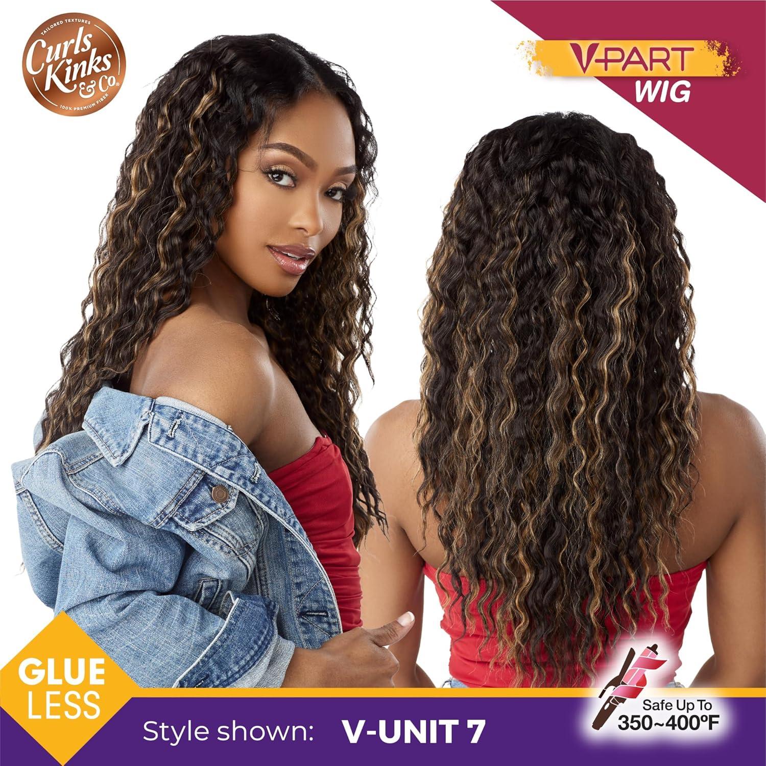 imageSensationnel Curls Kinksandco Vpart Wig Unit 7 Narrow Part Glueless Natural Kinkytexture Edged Hairline for Natural 3C to 4C Hair Textures 1 JETBLACK1B OFFBLACK