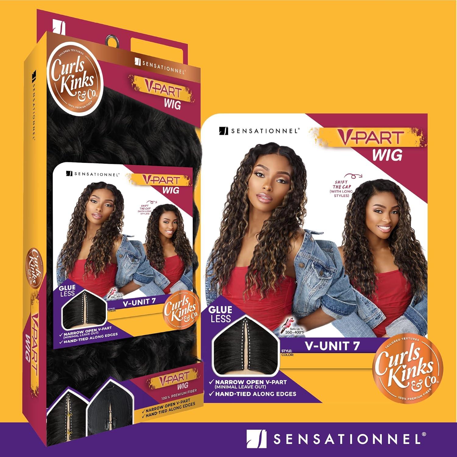 imageSensationnel Curls Kinksandco Vpart Wig Unit 7 Narrow Part Glueless Natural Kinkytexture Edged Hairline for Natural 3C to 4C Hair Textures 1 JETBLACK1B OFFBLACK