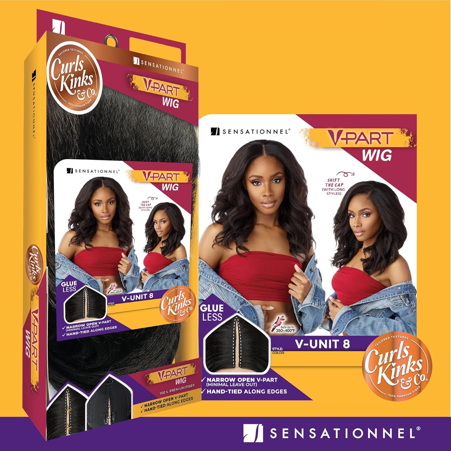 imageSensationnel Curls Kinksandco Vpart Wig Unit 8 Narrow Part Glueless Natural Kinkytexture Edged Hairline for Natural 3C to 4C Hair Textures 1 JETBLACK1 JETBLACK
