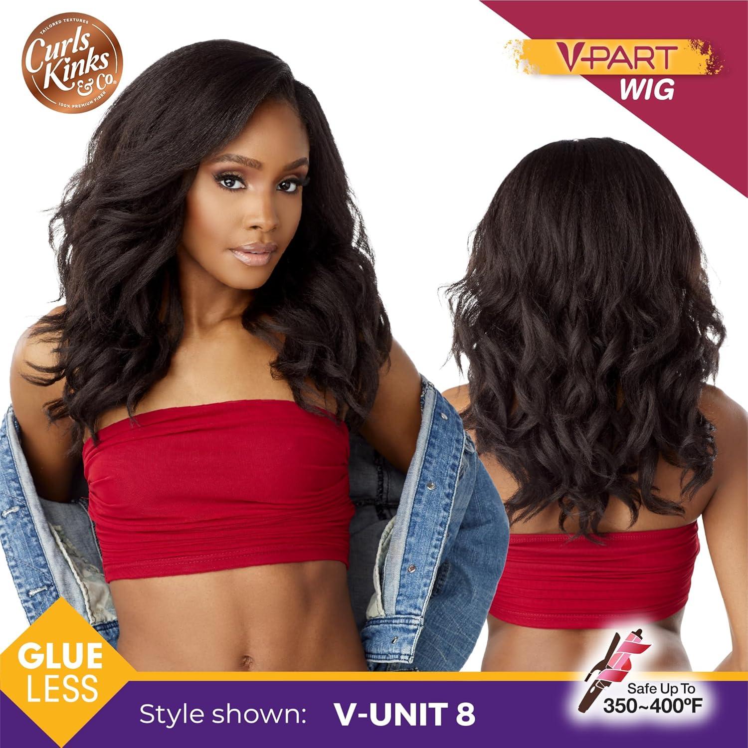 imageSensationnel Curls Kinksandco Vpart Wig Unit 8 Narrow Part Glueless Natural Kinkytexture Edged Hairline for Natural 3C to 4C Hair Textures 1 JETBLACK1 JETBLACK