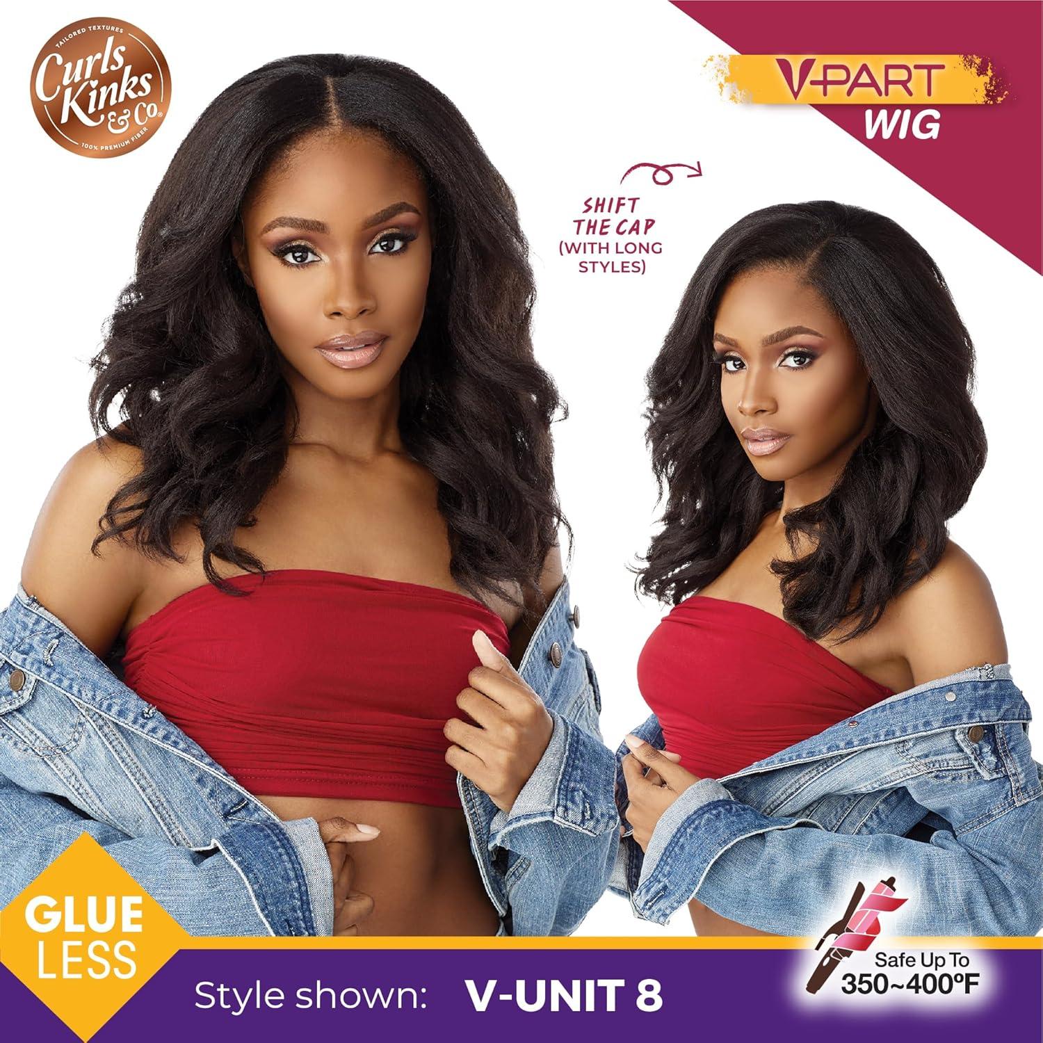 imageSensationnel Curls Kinksandco Vpart Wig Unit 8 Narrow Part Glueless Natural Kinkytexture Edged Hairline for Natural 3C to 4C Hair Textures 1 JETBLACK1 JETBLACK