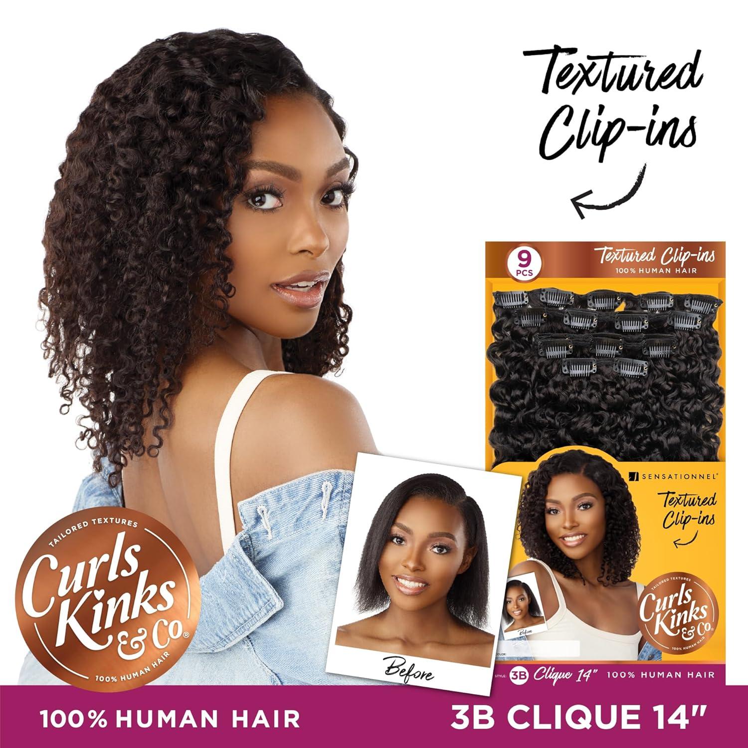 imageSensationnel Curls kinksandco clip in clique 9 piece pack easy to use clips for natural 3c to 4c human hair 14 inch NATURALNATURALBLACK