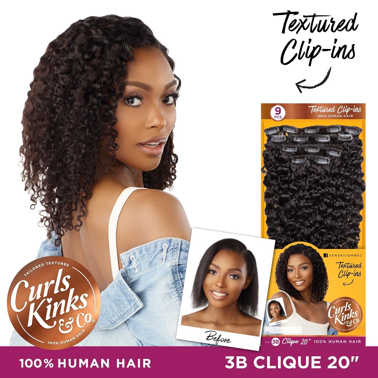 imageSensationnel Curls kinksandco clip in clique 9 piece pack easy to use clips for natural 3c to 4c human hair 14 inch NATURALNATURALBLACK