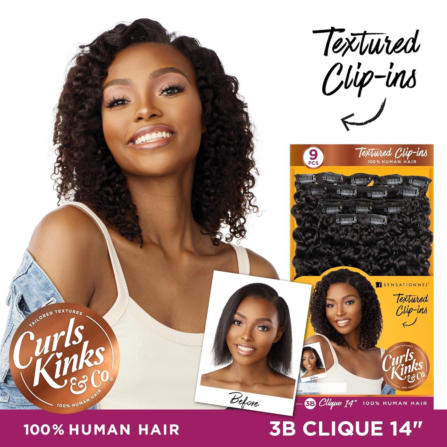 imageSensationnel Curls kinksandco clip in clique 9 piece pack easy to use clips for natural 3c to 4c human hair 14 inch NATURALNATURALBLACK