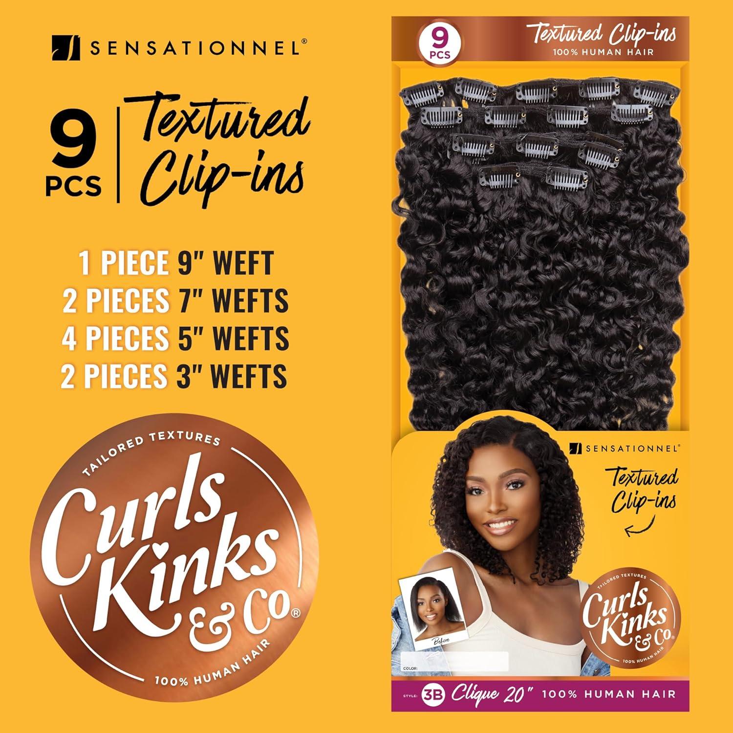 imageSensationnel Curls kinksandco clip in clique 9 piece pack easy to use clips for natural 3c to 4c human hair 14 inch NATURALNATURALBLACK