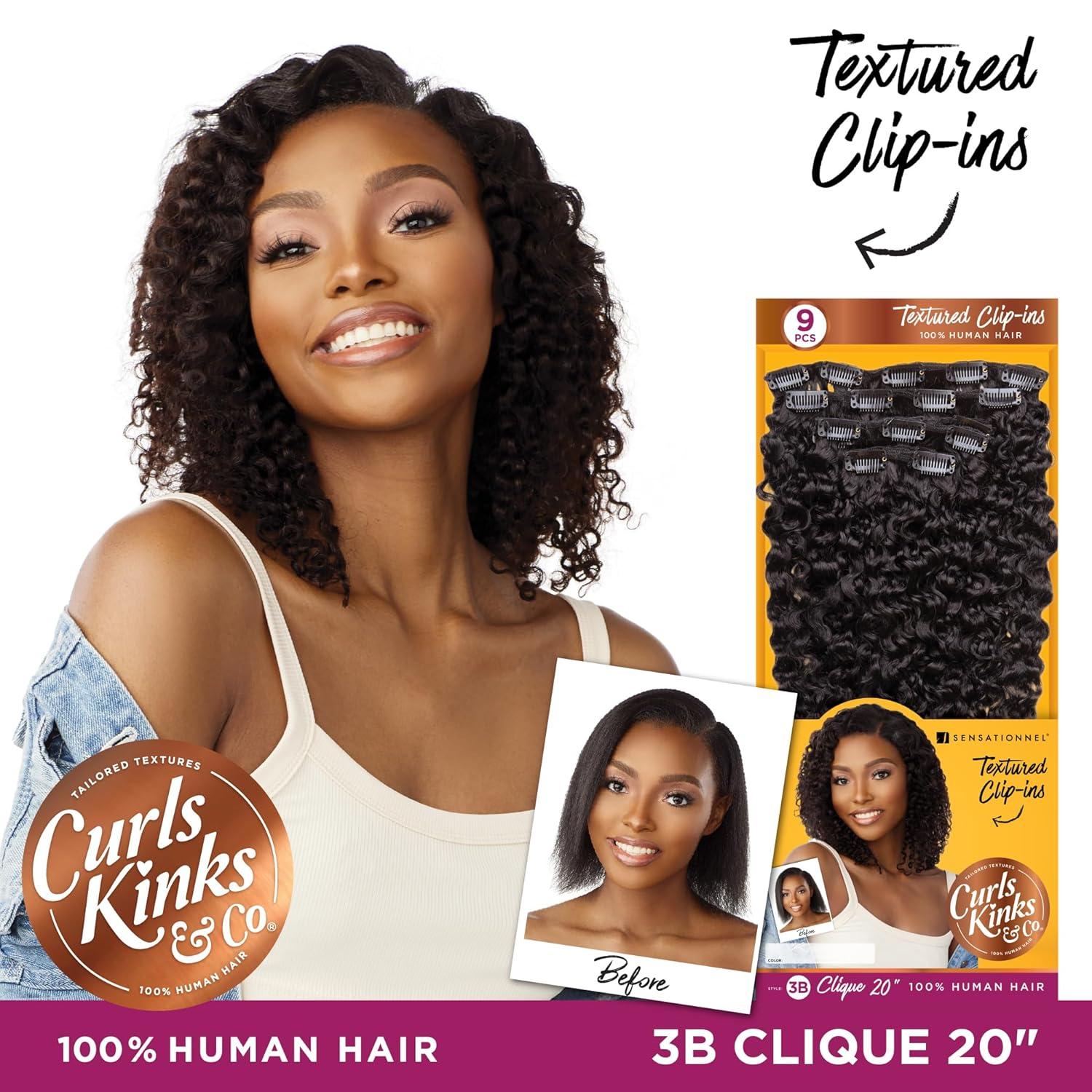 imageSensationnel Curls kinksandco clip in clique 9 piece pack easy to use clips for natural 3c to 4c human hair 14 inch NATURALNATURALBLACK