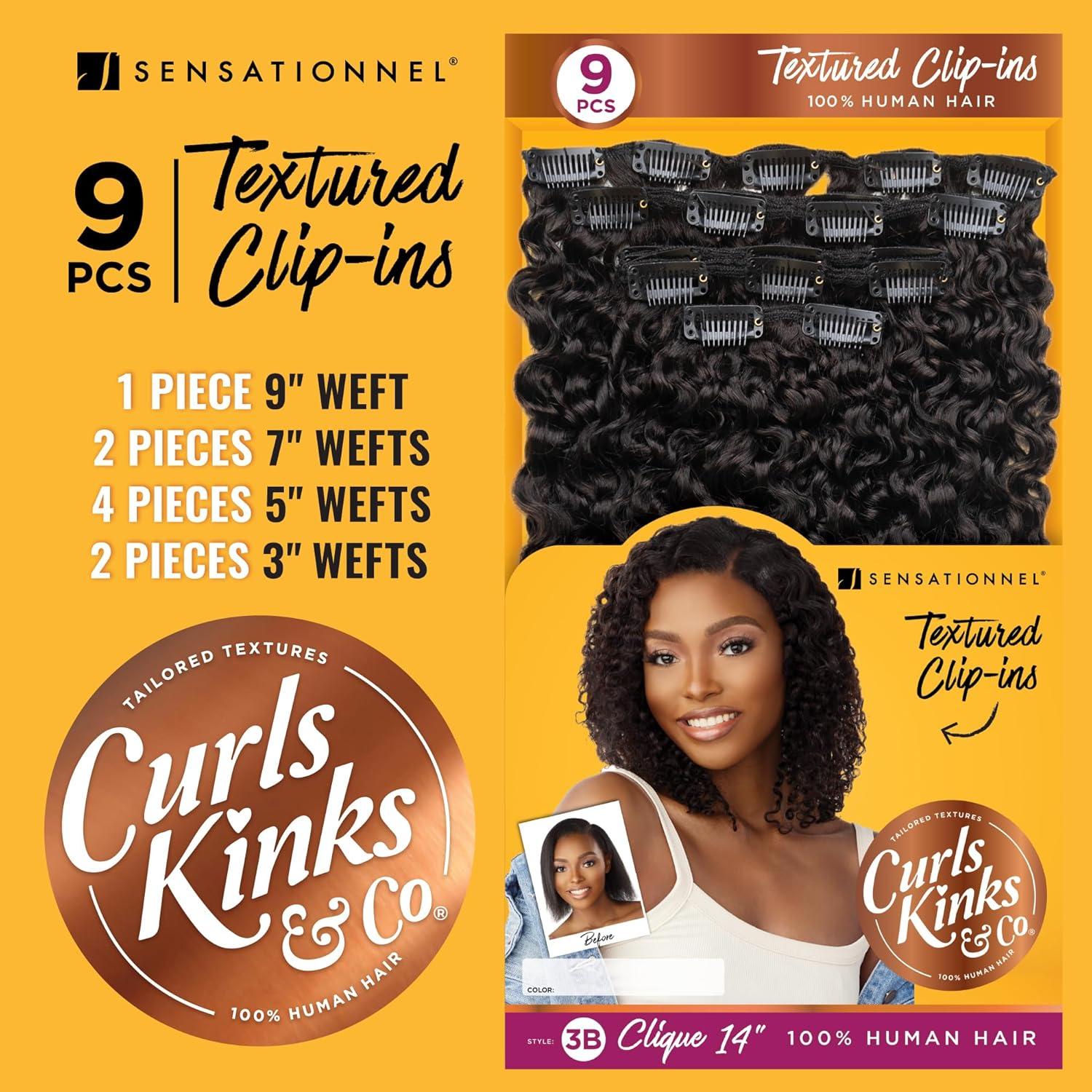 imageSensationnel Curls kinksandco clip in clique 9 piece pack easy to use clips for natural 3c to 4c human hair 14 inch NATURALNATURALBLACK