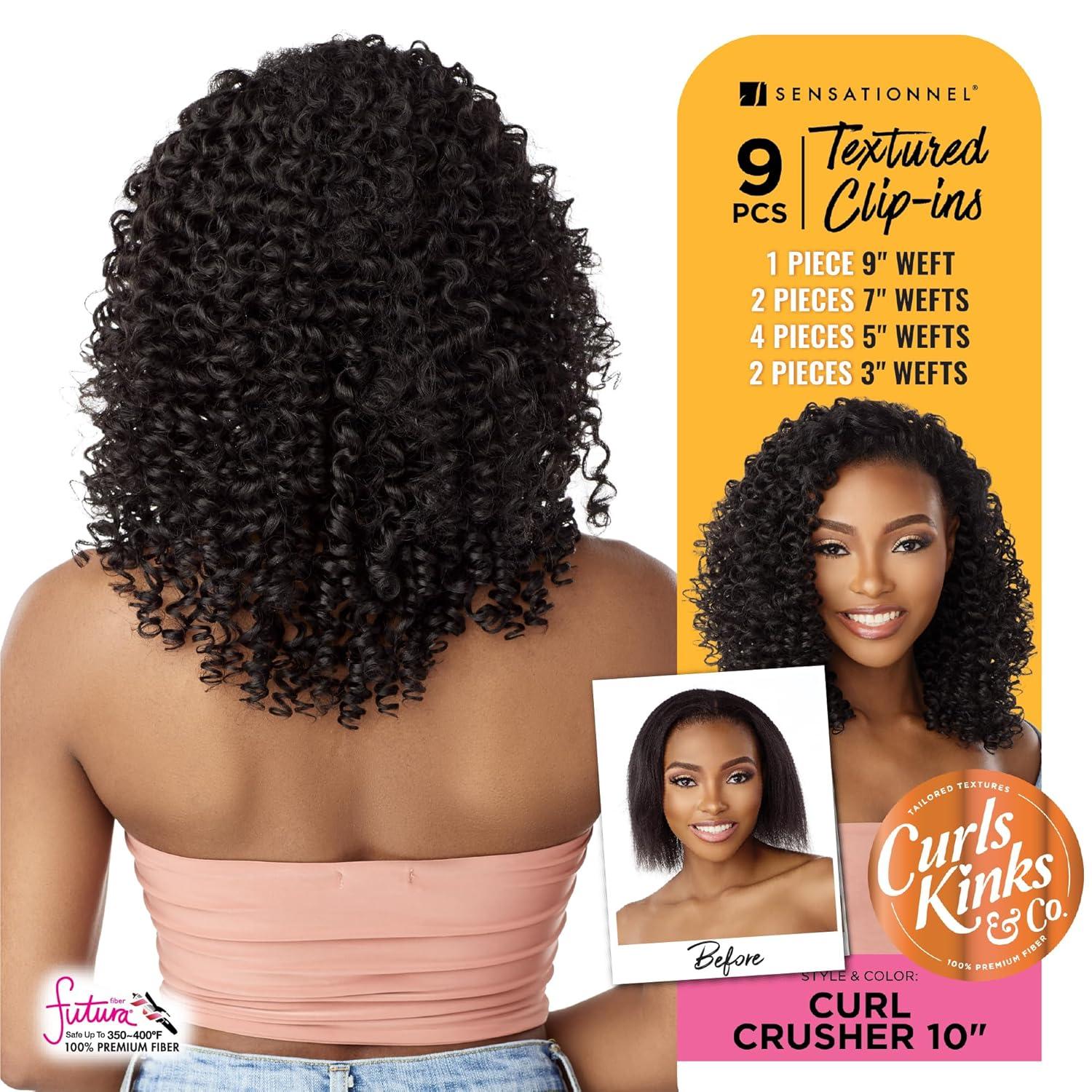 imageSensationnel Curls kinksandco clip in curl crusher 10 inch easy to use clips for natural 3c to 4c hair textures 1 JETBLACK4 MEDBROWN