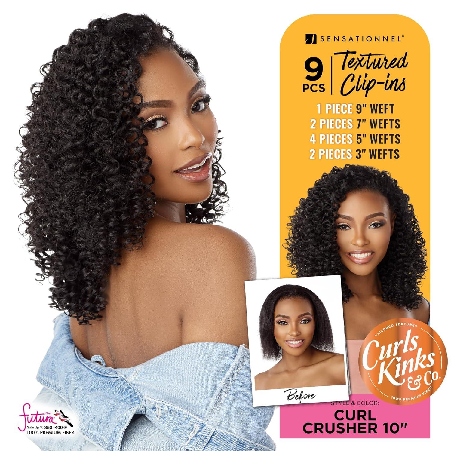 imageSensationnel Curls kinksandco clip in curl crusher 10 inch easy to use clips for natural 3c to 4c hair textures 1 JETBLACKT230