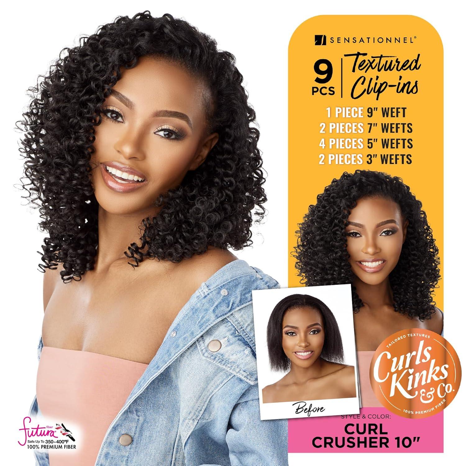 imageSensationnel Curls kinksandco clip in curl crusher 10 inch easy to use clips for natural 3c to 4c hair textures 1 JETBLACKT2BG