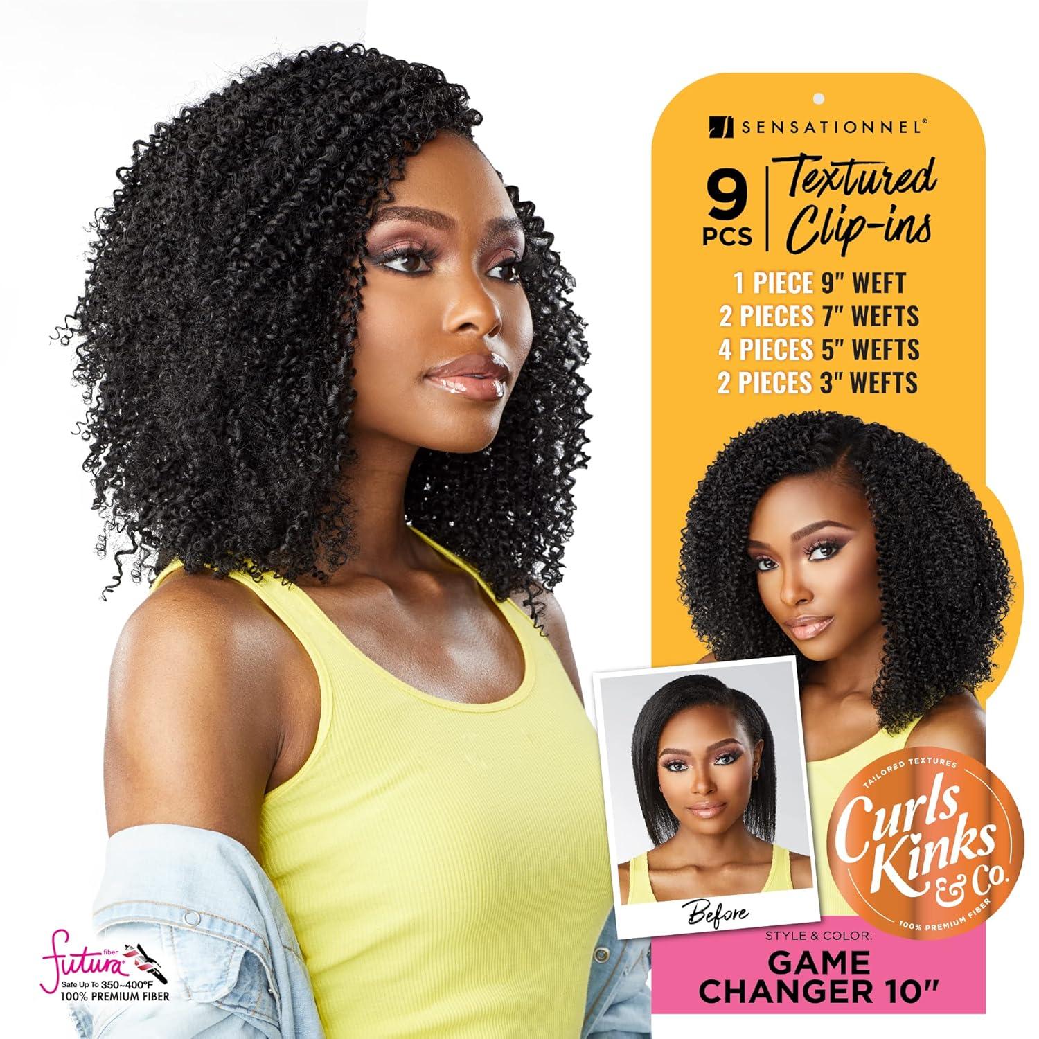 imageSensationnel Curls kinksandco clip in game changer 10 inch easy to use clips for natural 3c to 4c hair textures 1B OFFBLACK1B OFFBLACK