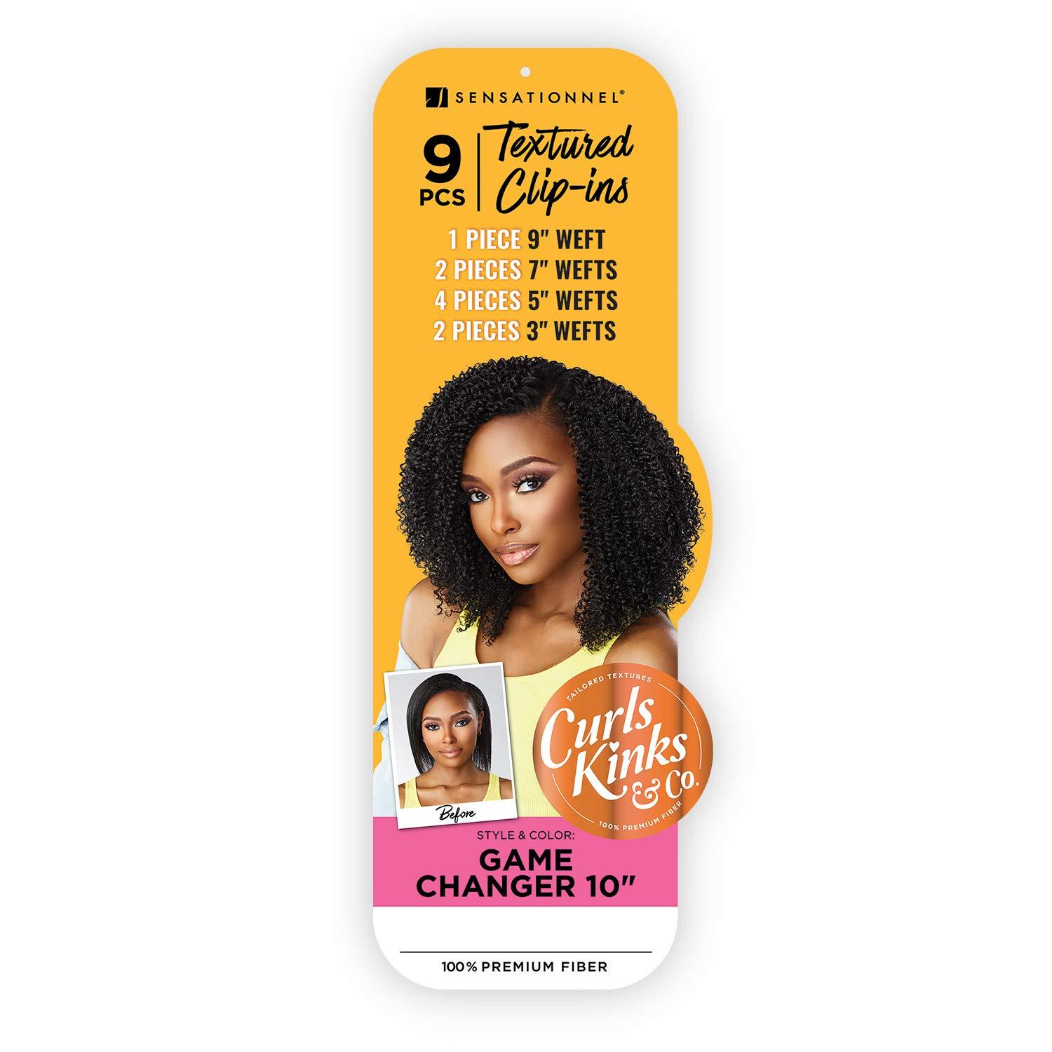 imageSensationnel Curls kinksandco clip in game changer 10 inch easy to use clips for natural 3c to 4c hair textures 1B OFFBLACK2 DARKBROWN