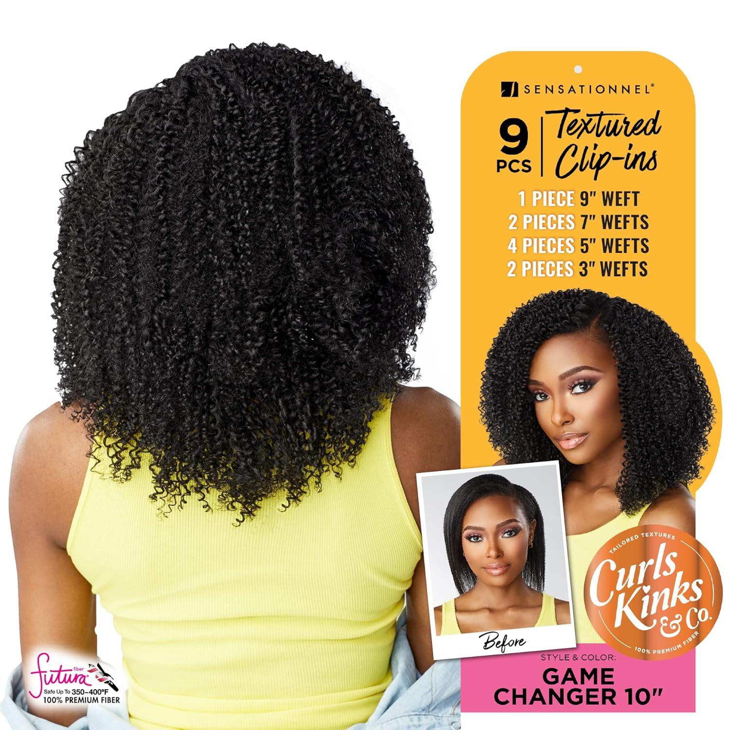 imageSensationnel Curls kinksandco clip in game changer 10 inch easy to use clips for natural 3c to 4c hair textures 1B OFFBLACKTH227
