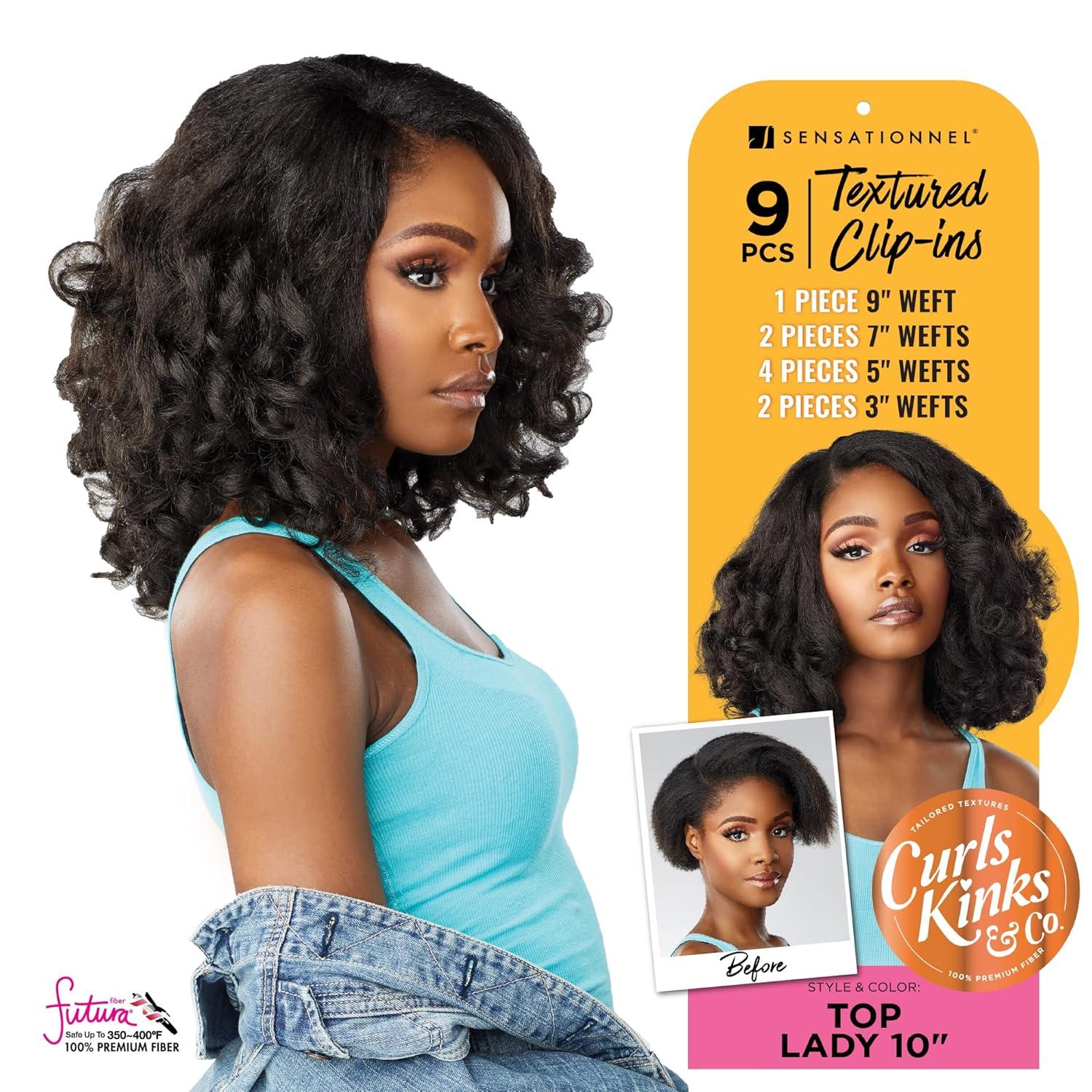 imageSensationnel Curls kinksandco clip in top lady 10 inch easy to use clips for natural 3c to 4c hair textures 1 JETBLACK1 JETBLACK