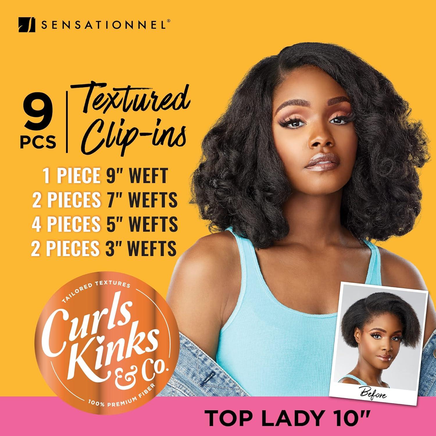 imageSensationnel Curls kinksandco clip in top lady 10 inch easy to use clips for natural 3c to 4c hair textures 1 JETBLACK1B OFFBLACK