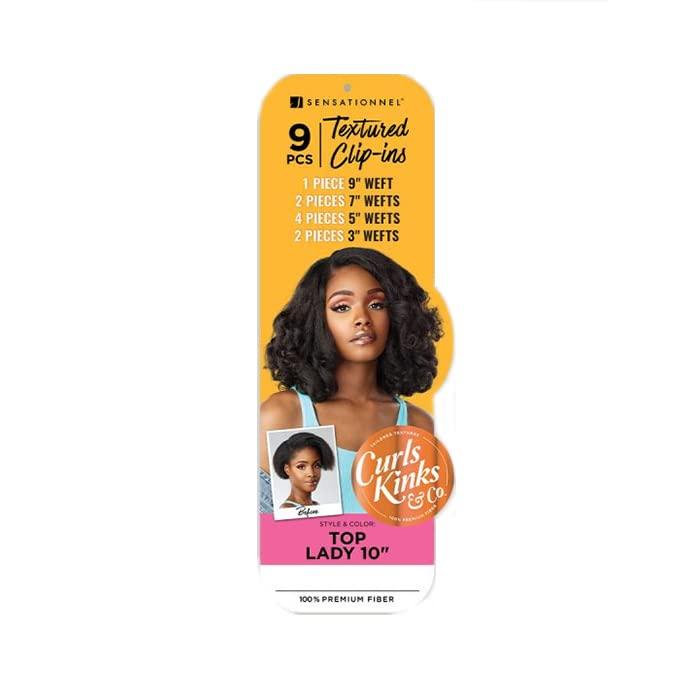 imageSensationnel Curls kinksandco clip in top lady 10 inch easy to use clips for natural 3c to 4c hair textures 1 JETBLACK4 MEDIUM BROWN