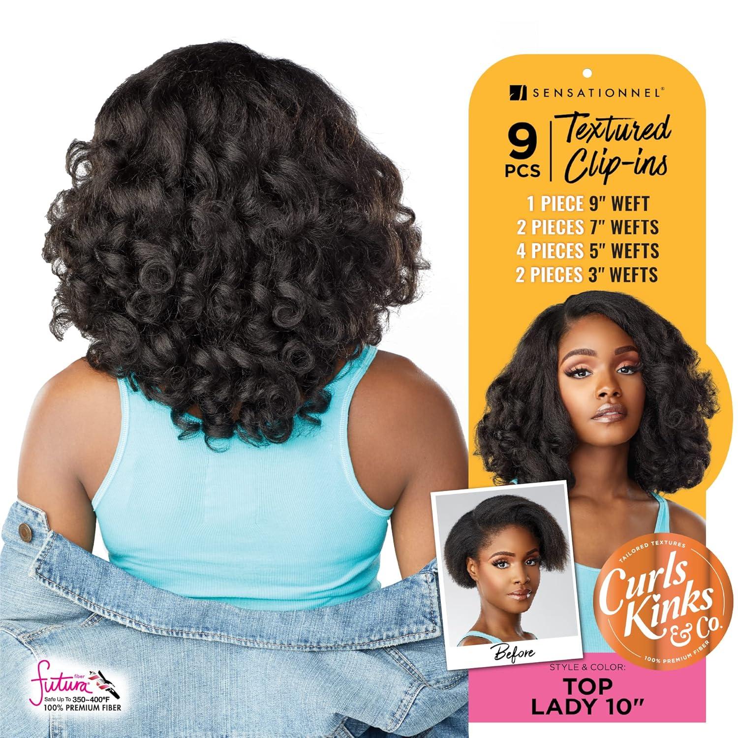 imageSensationnel Curls kinksandco clip in top lady 10 inch easy to use clips for natural 3c to 4c hair textures 1 JETBLACKT230