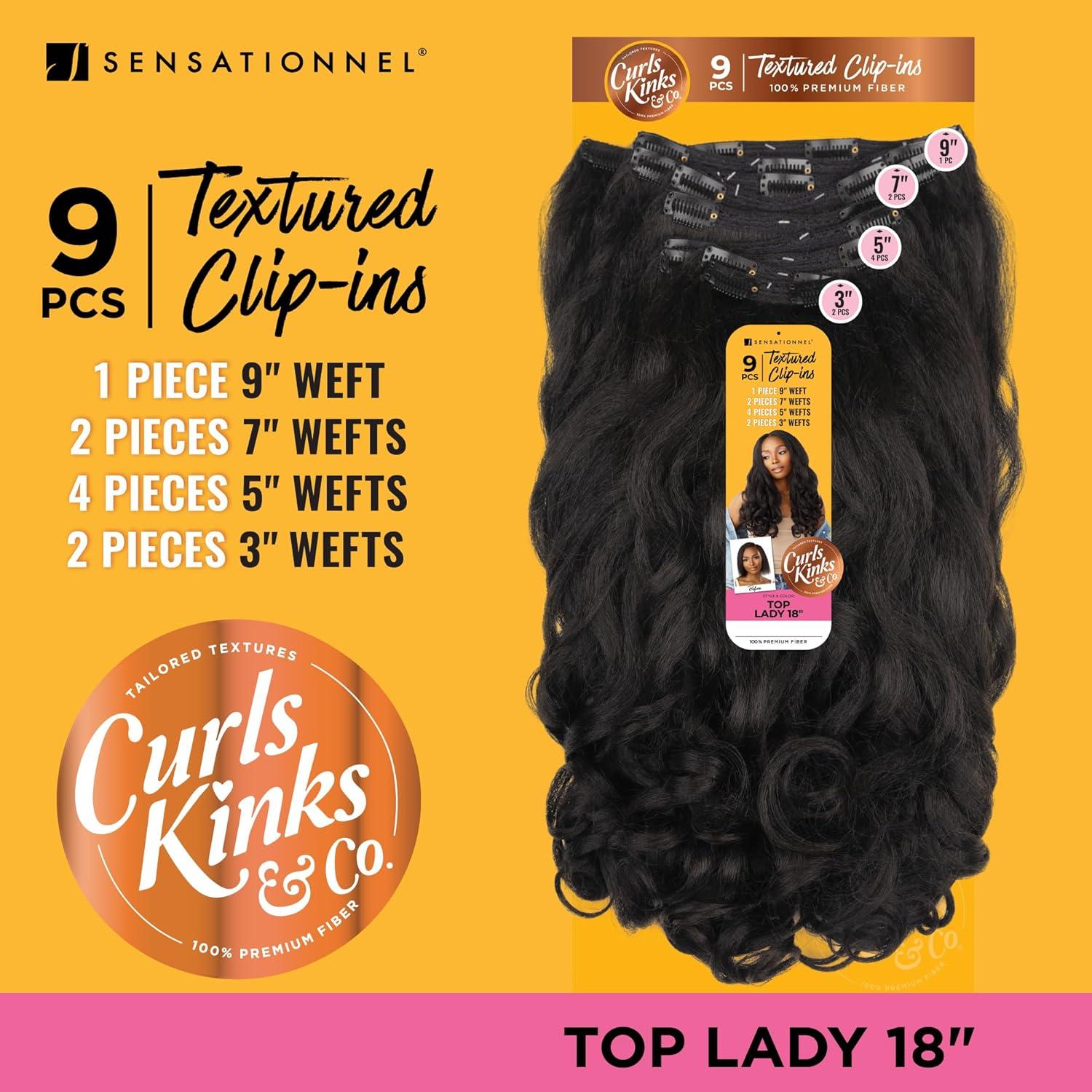 imageSensationnel Curls kinksandco clip in top lady 18 inch easy to use clips for natural 3c to 4c hair textures 1 JETBLACK4 MEDBROWN