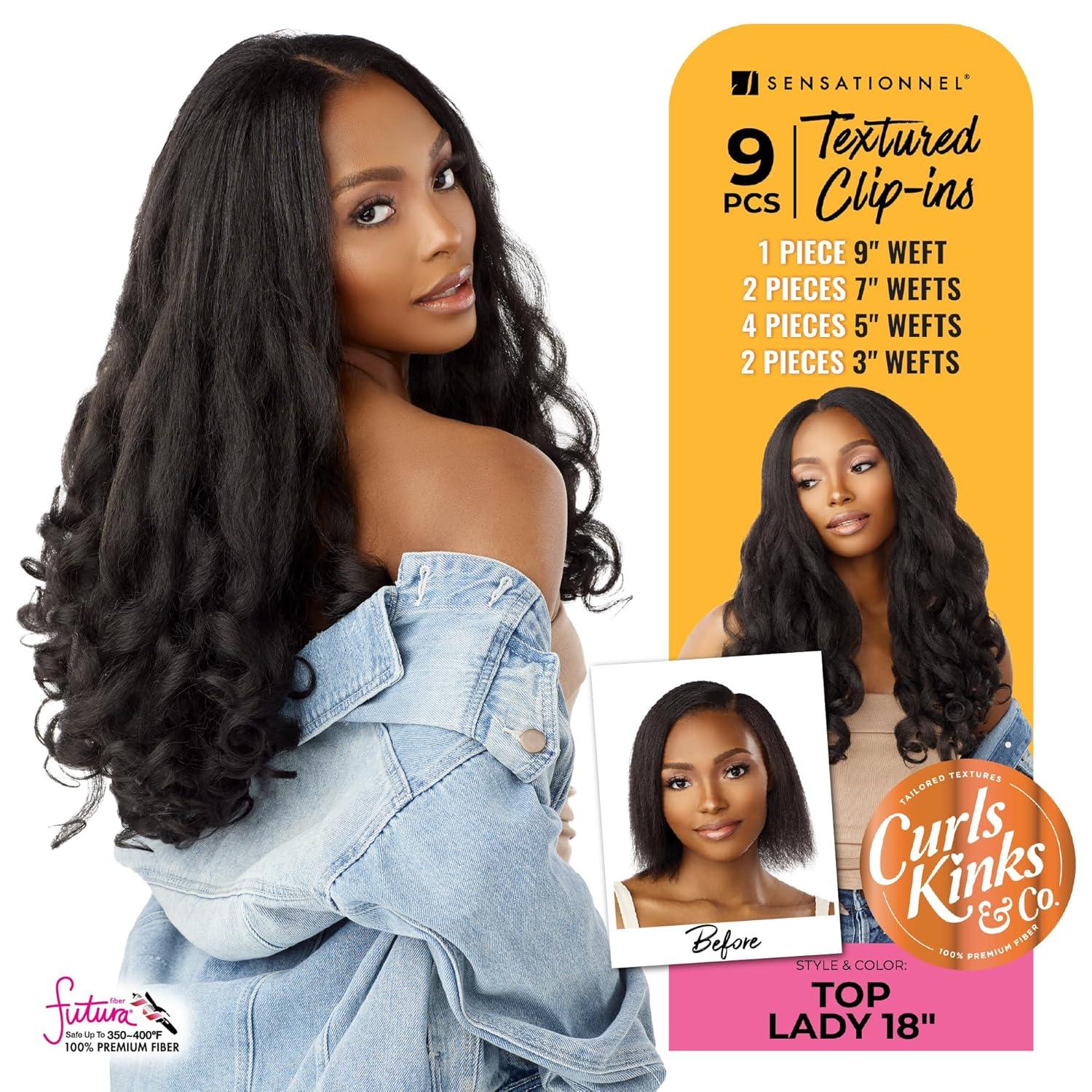 imageSensationnel Curls kinksandco clip in top lady 18 inch easy to use clips for natural 3c to 4c hair textures 1 JETBLACKS1B27