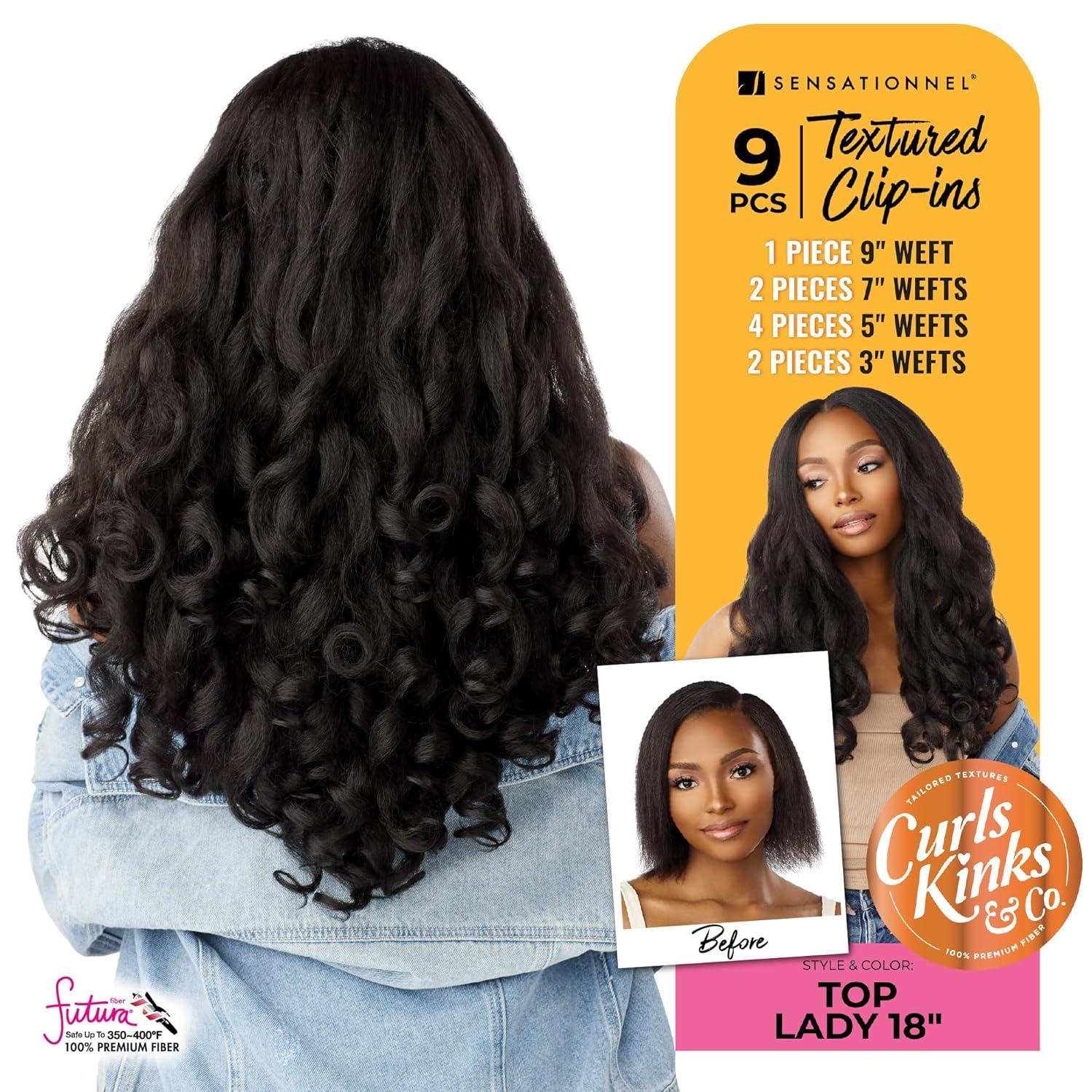 imageSensationnel Curls kinksandco clip in top lady 18 inch easy to use clips for natural 3c to 4c hair textures 1 JETBLACKS1B30