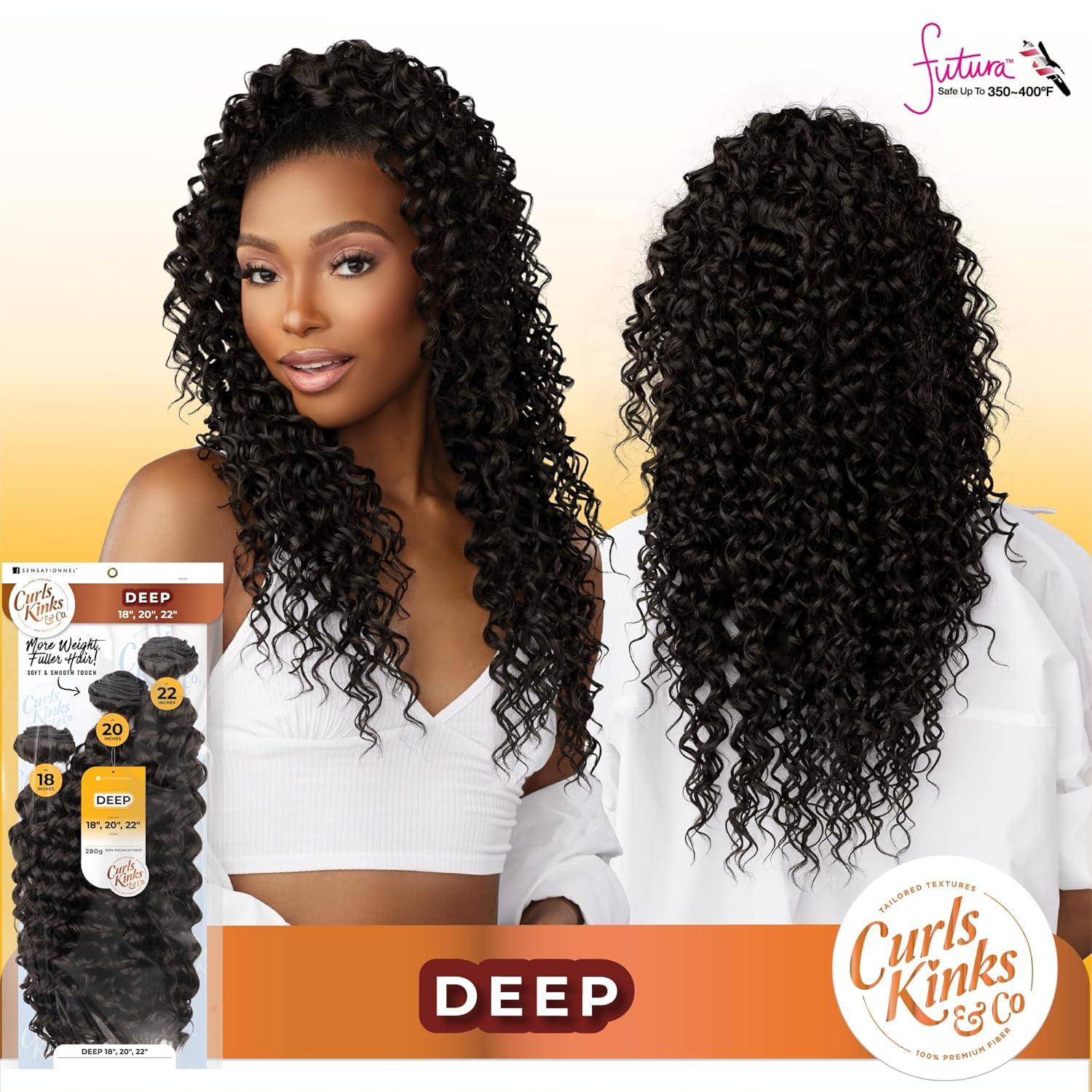 imageSensationnel Curls kinksandco synthetic bundles deep multibundle quick weave hair for natural 3c to 4c hair textures 18 20 22 inch 1 JETBLACK1 JETBLACK