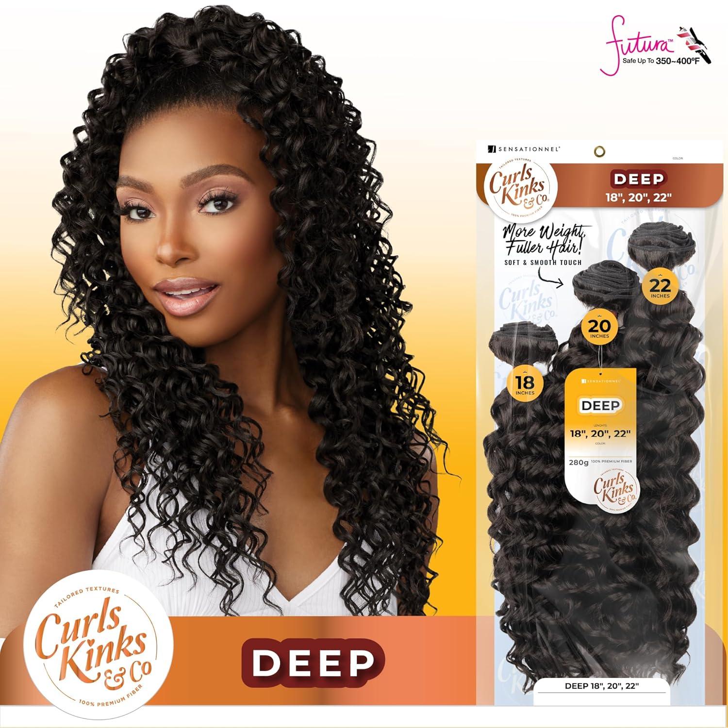 imageSensationnel Curls kinksandco synthetic bundles deep multibundle quick weave hair for natural 3c to 4c hair textures 18 20 22 inch 1 JETBLACK1B OFFBLACK
